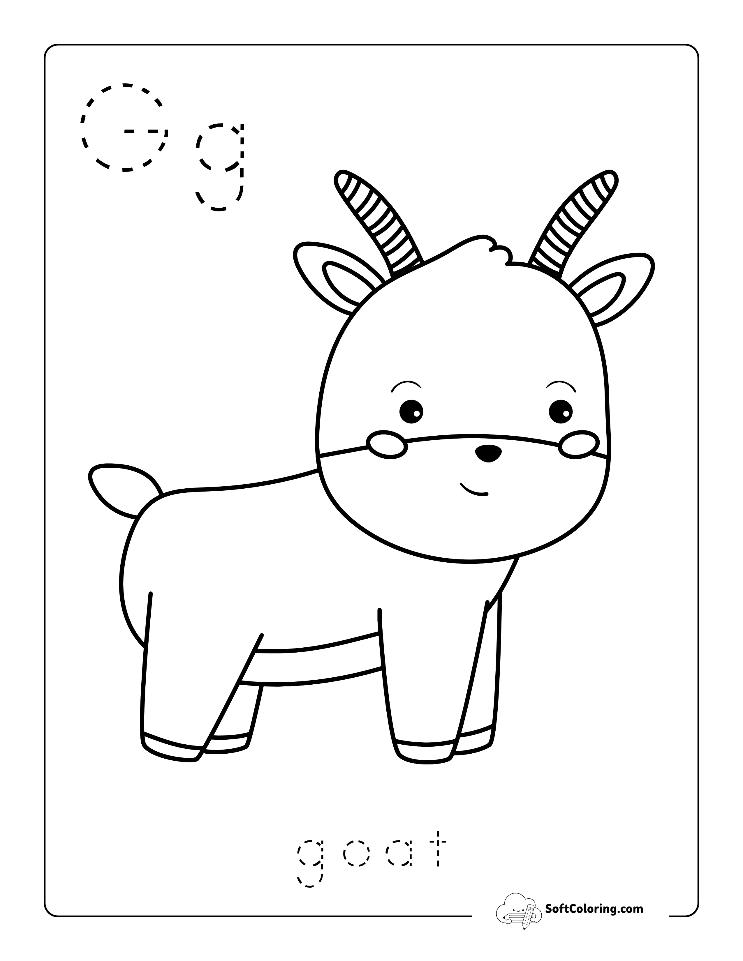 Goat - Cute Animal Coloring Page For Kids