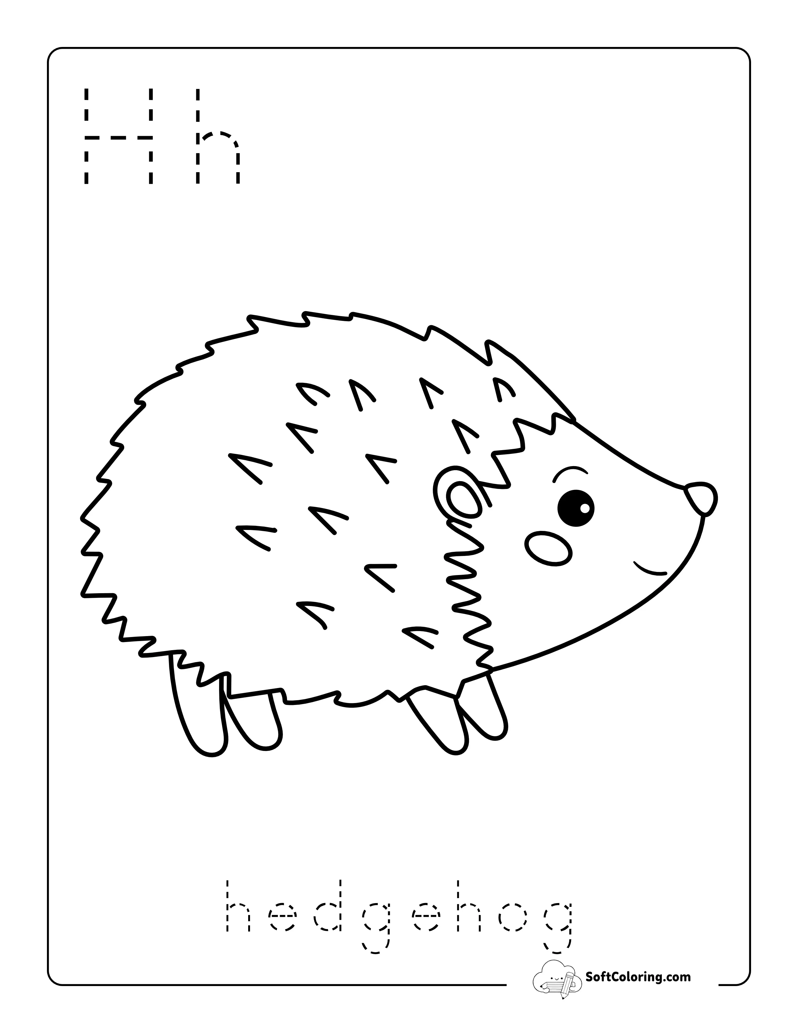 "H Is For Hedgehog" Alphabet Coloring Page