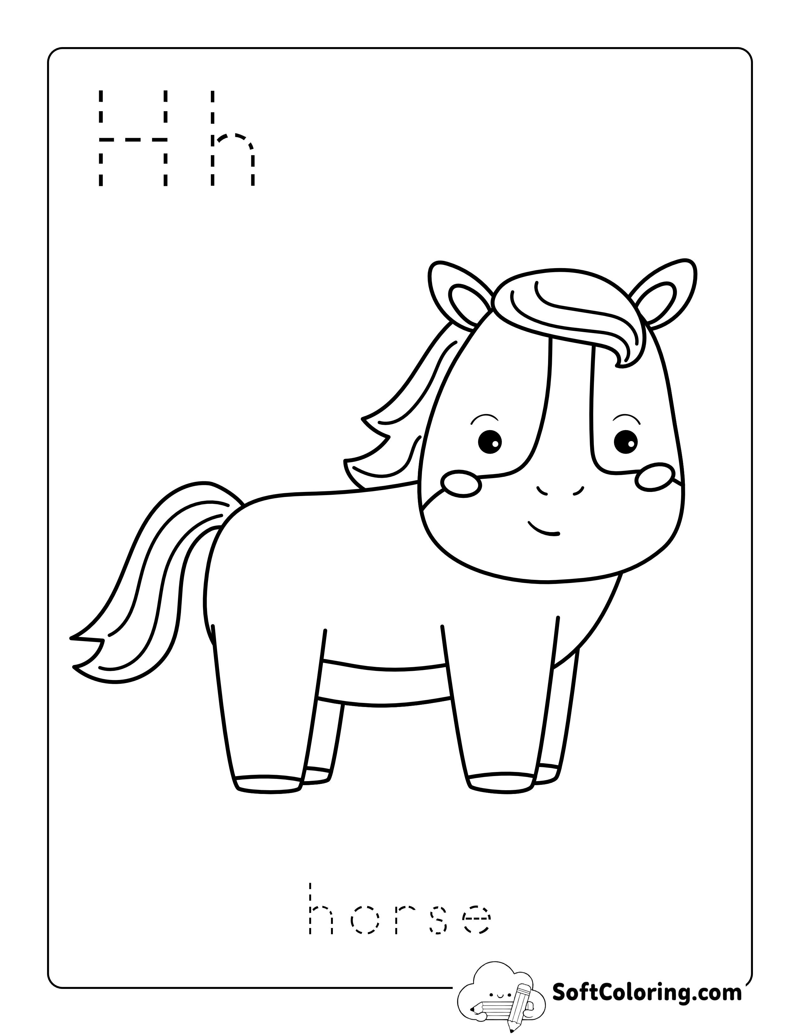 Horse - Farm Animal Coloring Page for Kids