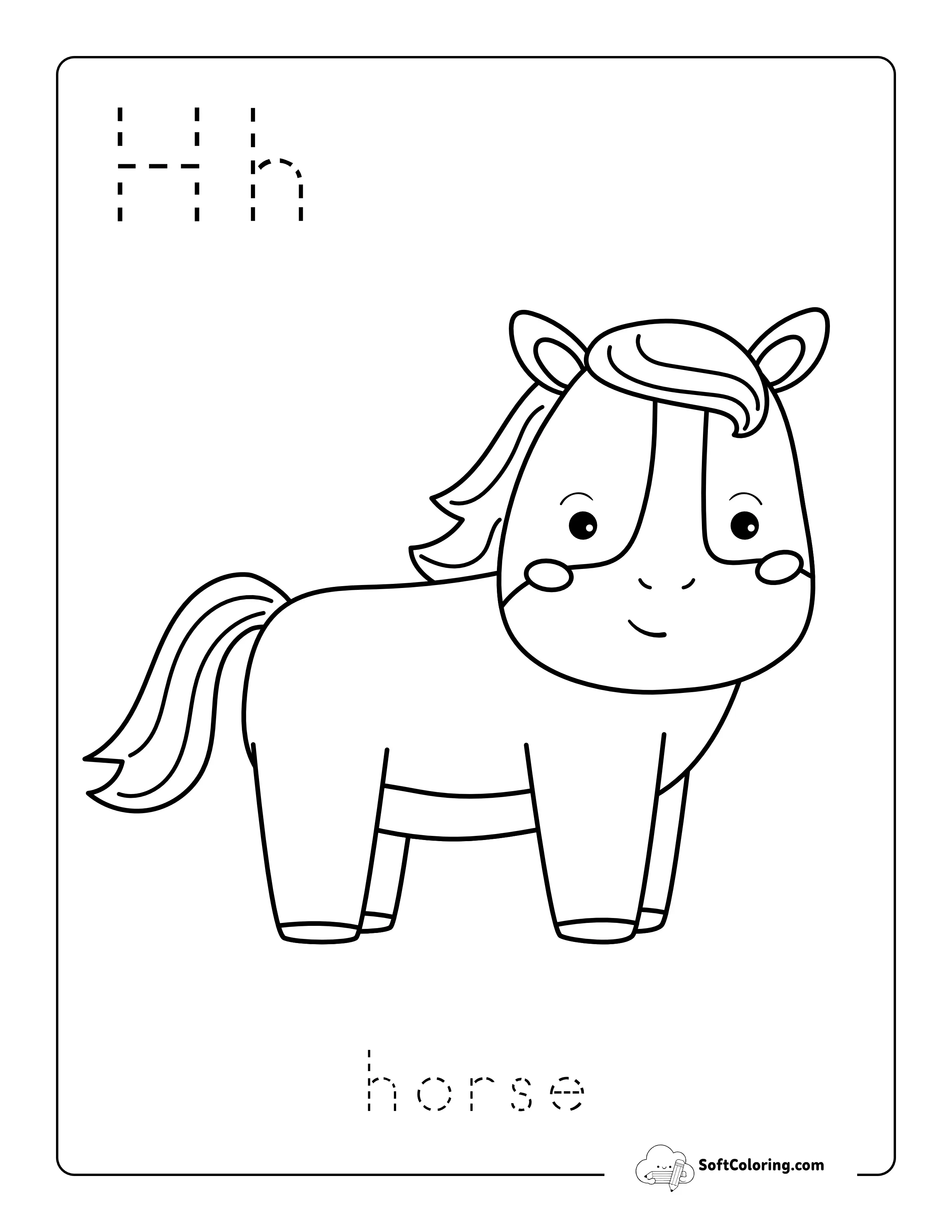 Horse - Farm Animal Coloring Page For Kids