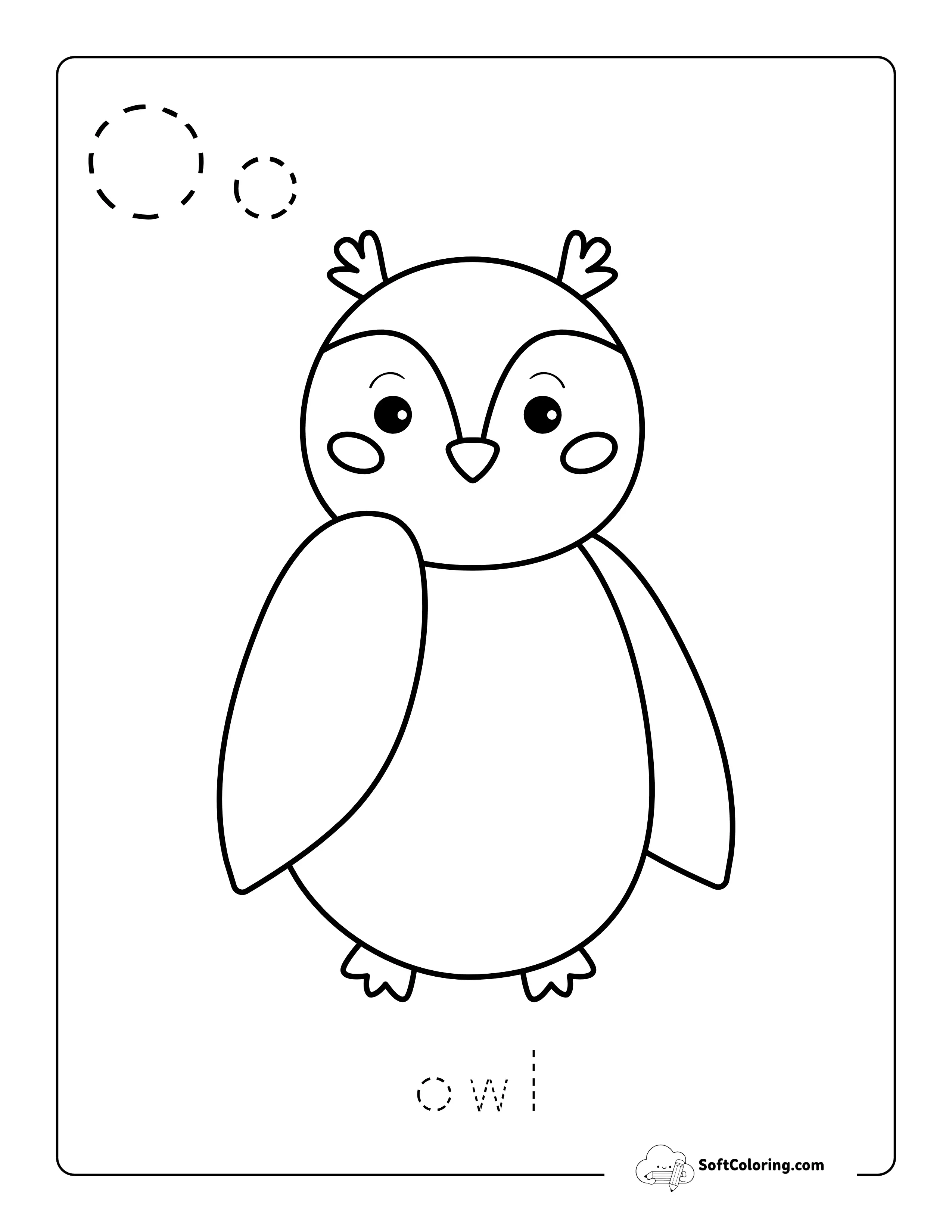 Owl Cute Alphabet Coloring Sheet