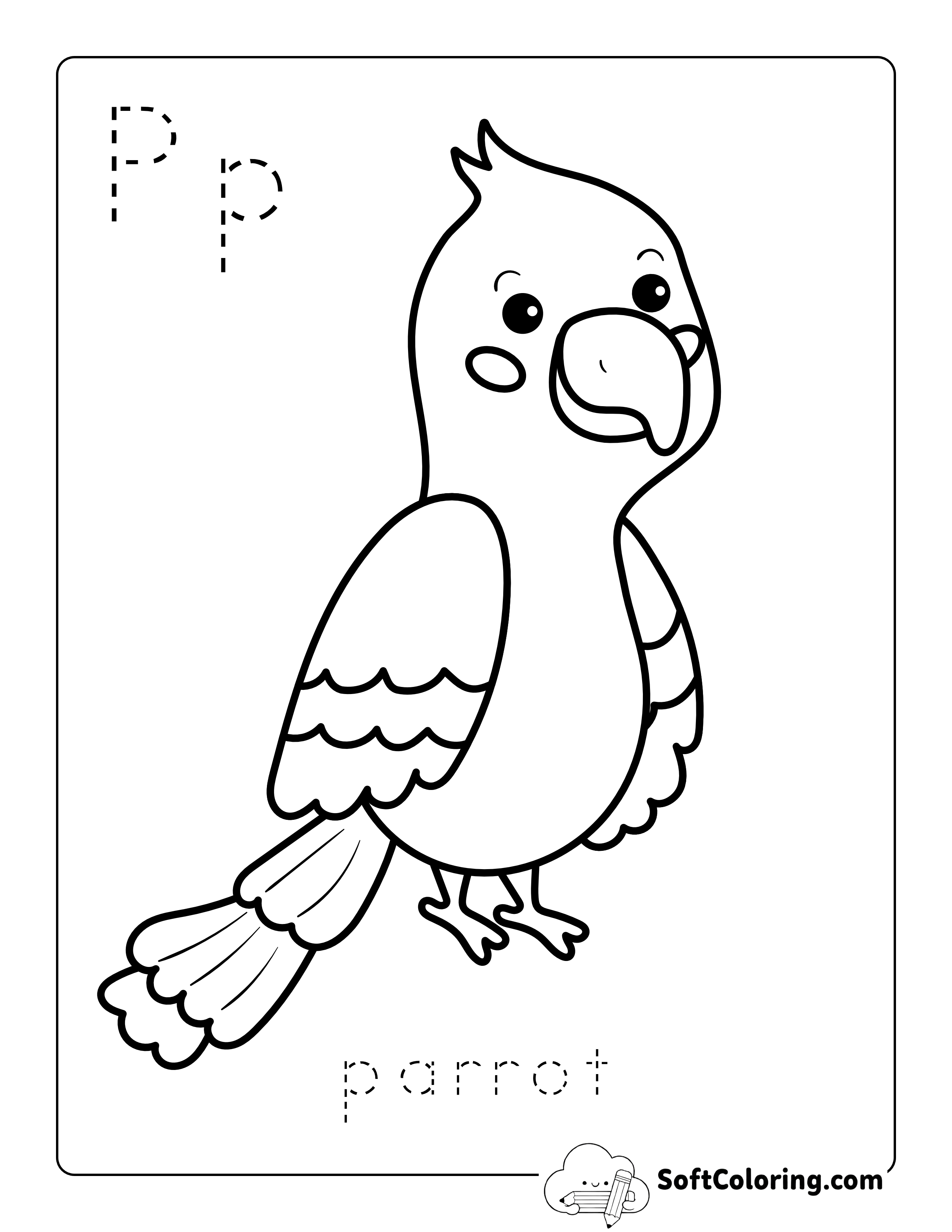 Parrot - Easy Animal Coloring Sheet for Kids
