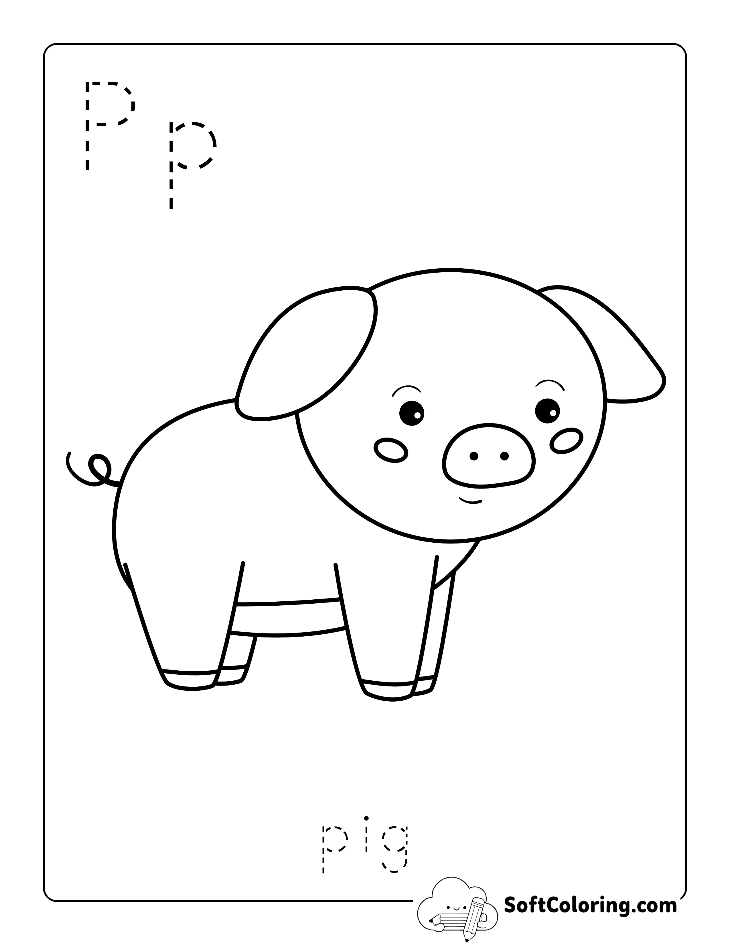 Easy Pig Coloring Page Printable