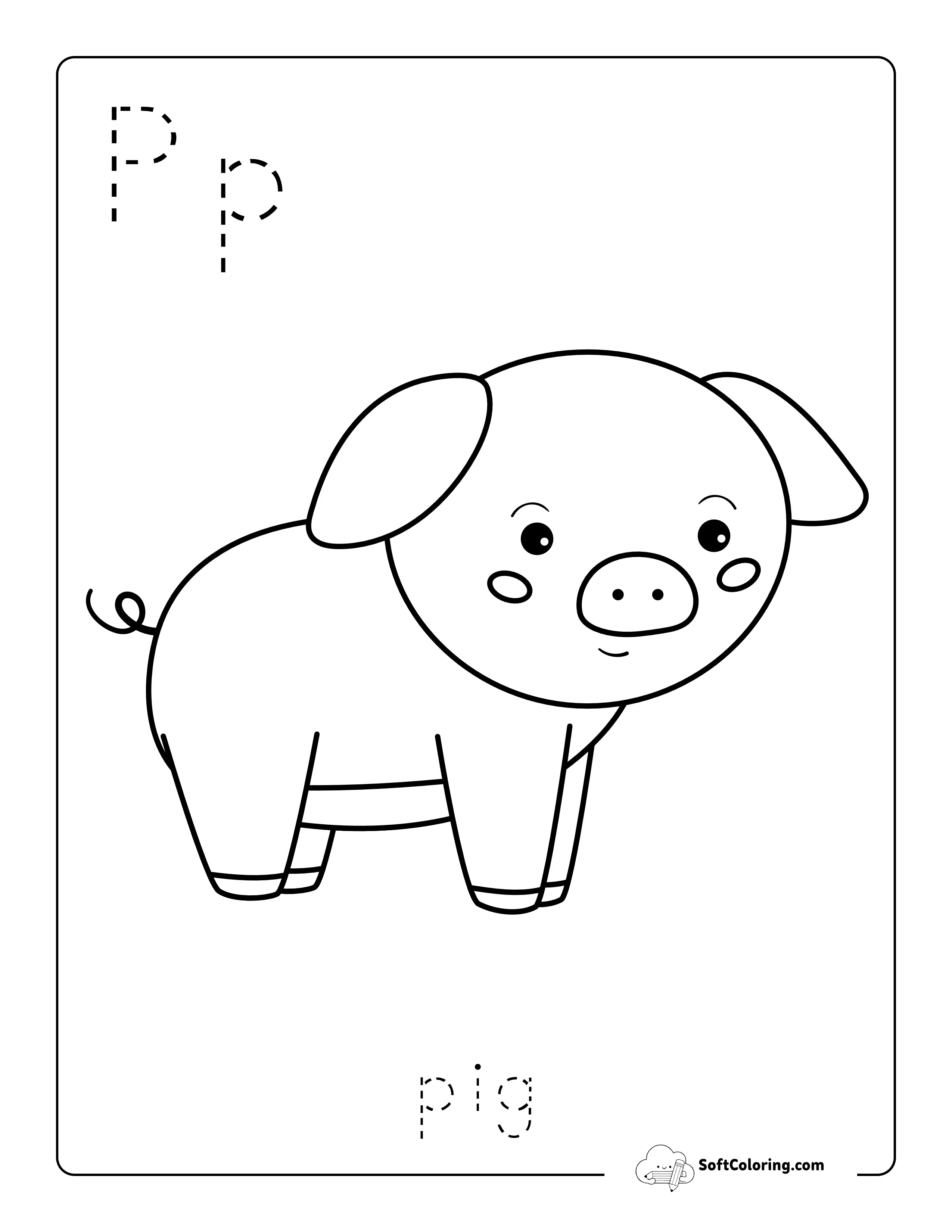 Easy Pig Coloring Page Printable