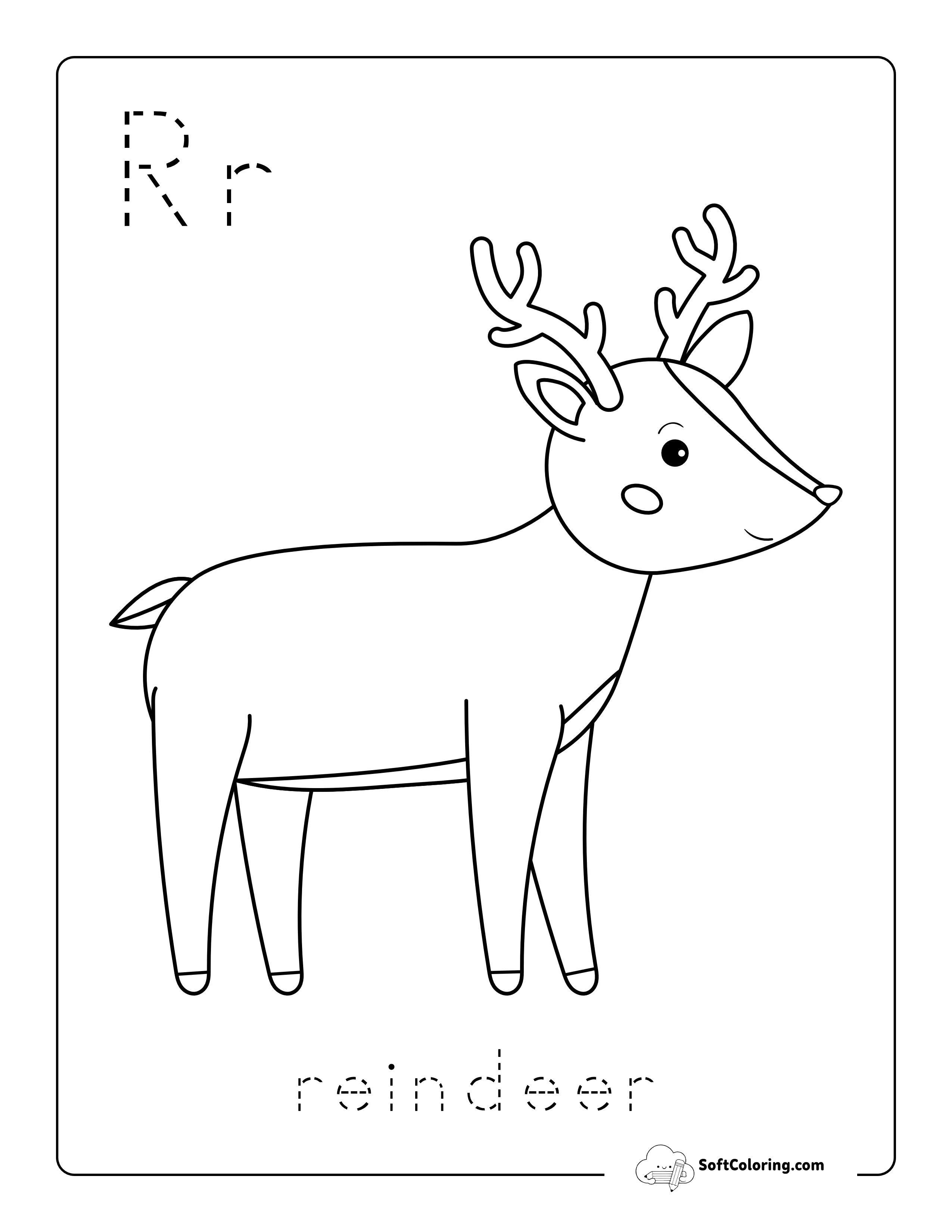Reindeer - Winter Animal Coloring Page