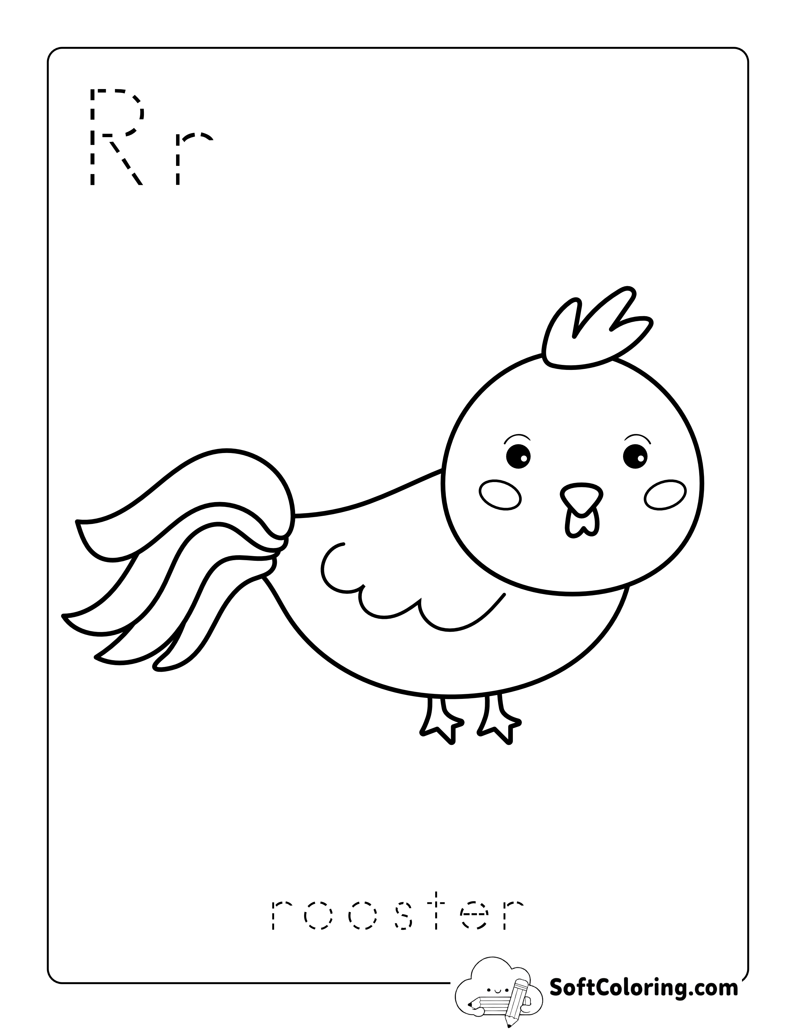 Rooster Coloring Page for Preschoolers