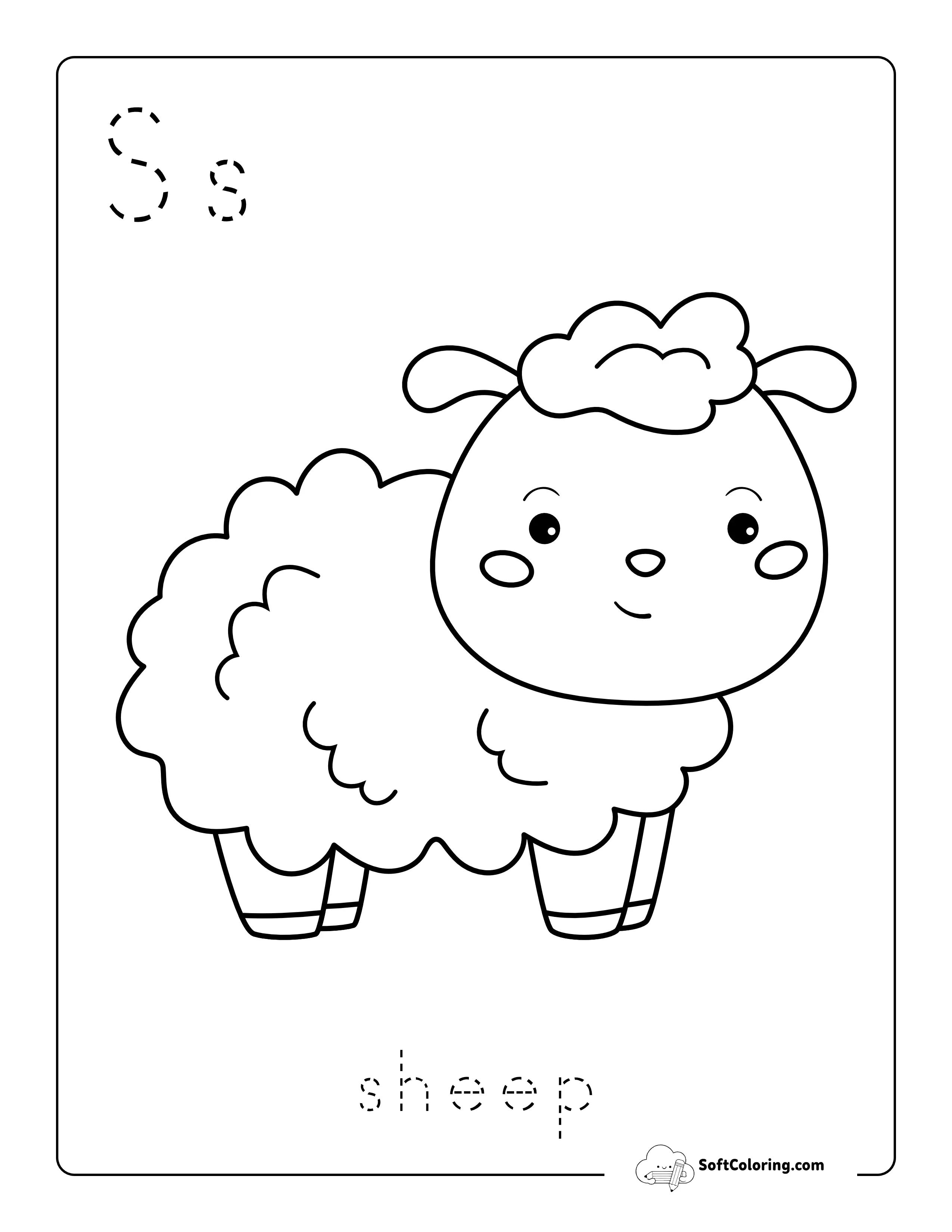 "S Is For Sheep" Farm Animal Coloring Sheet