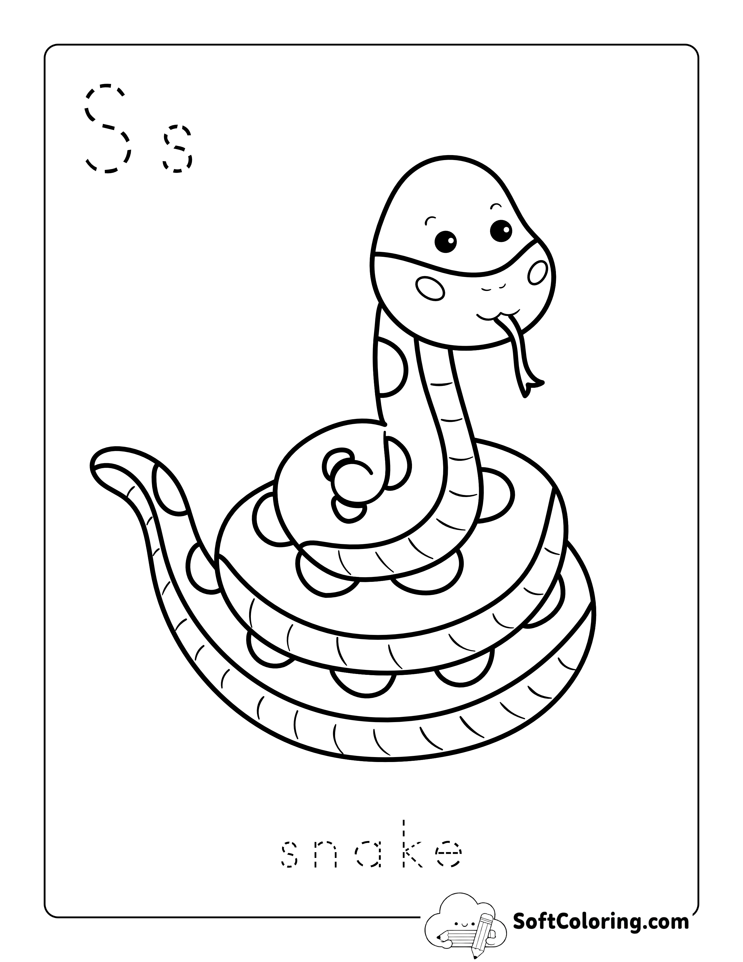 Easy Snake Coloring Page for Kids