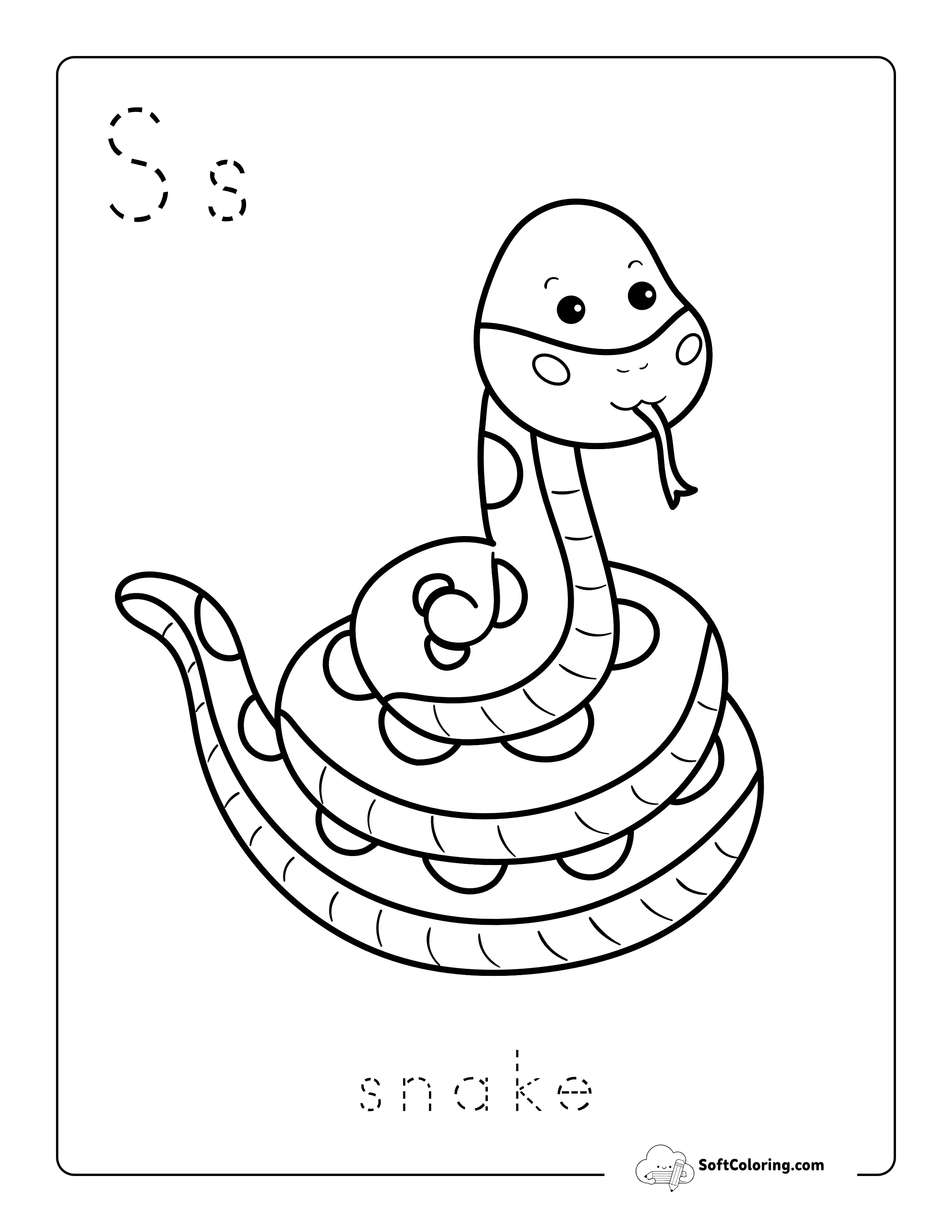 Snake Abc Coloring Page With Letter Tracing