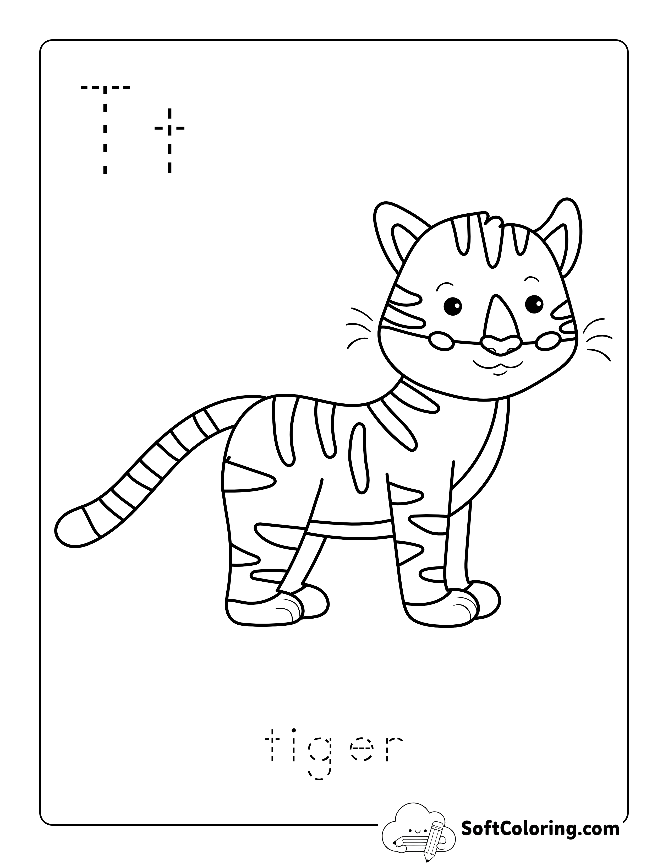 Tiger Coloring Sheet for Preschoolers