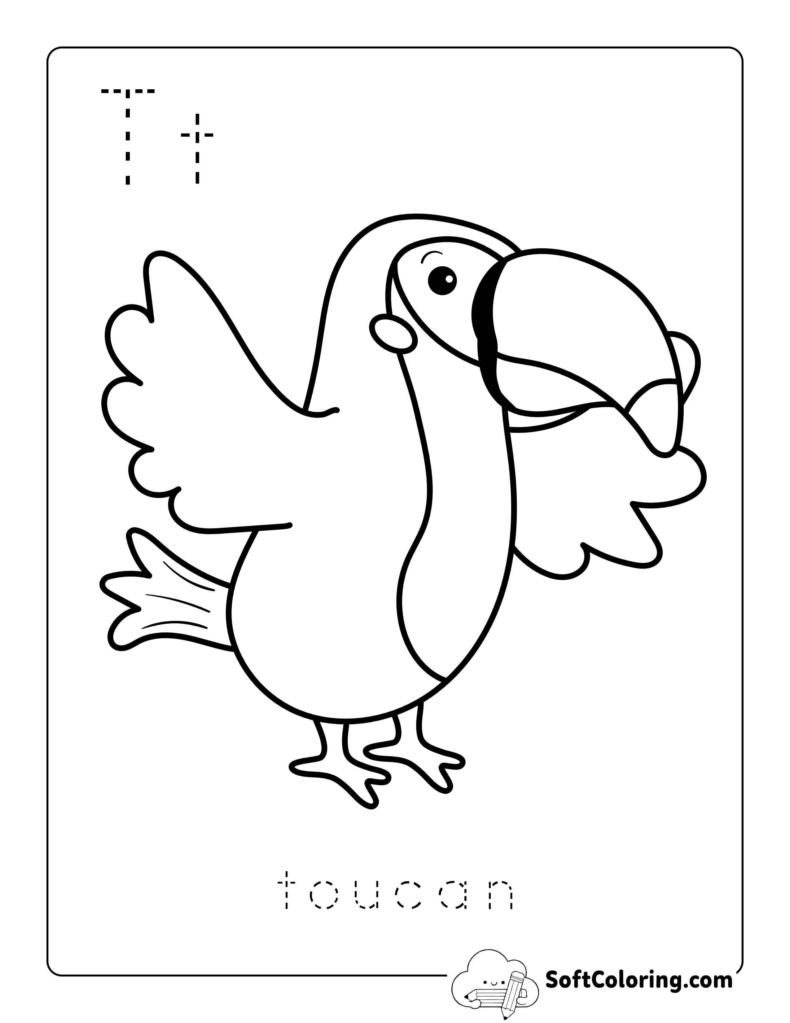 Toucan - Animal Coloring Sheet for Kids