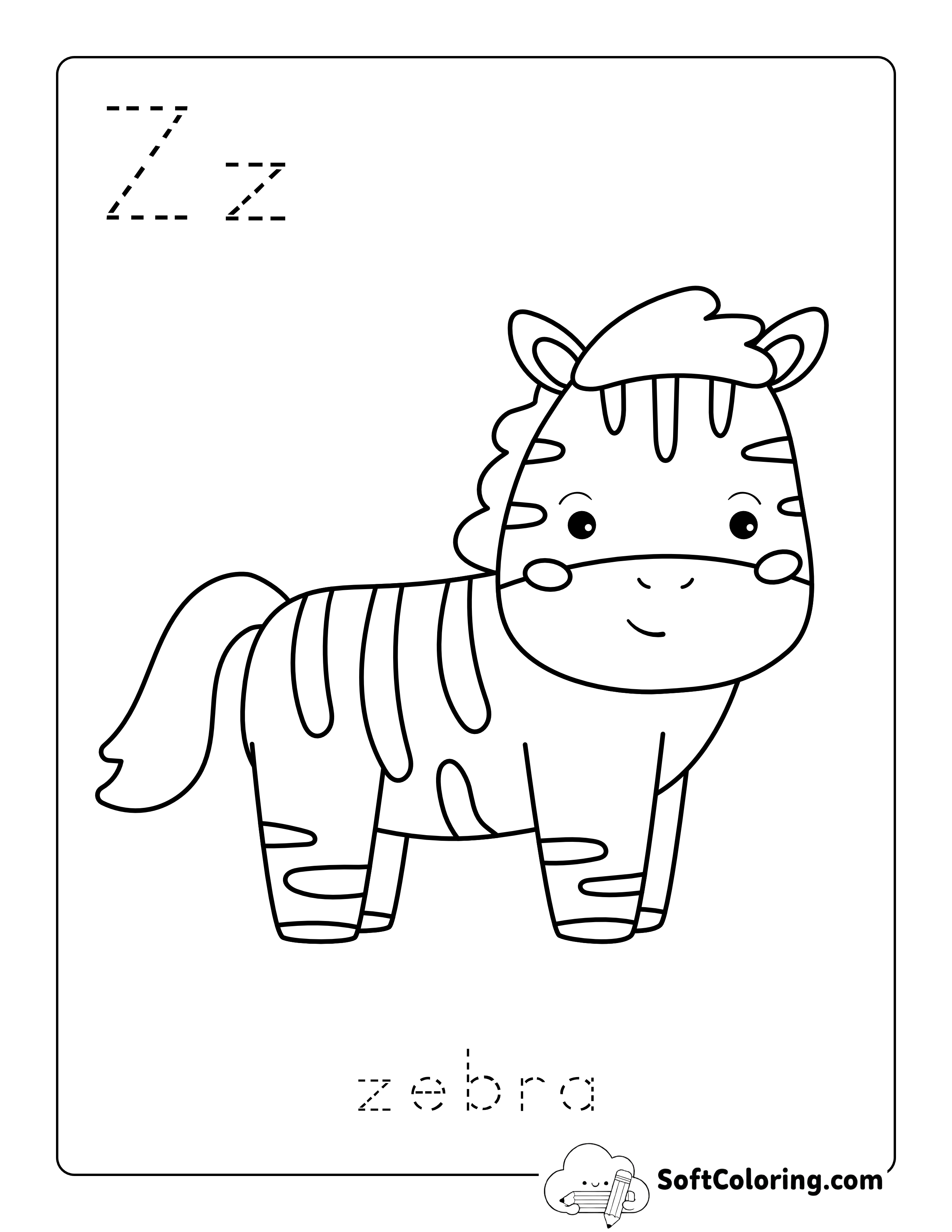 Zebra - Zoo Animal Coloring Page for Kids