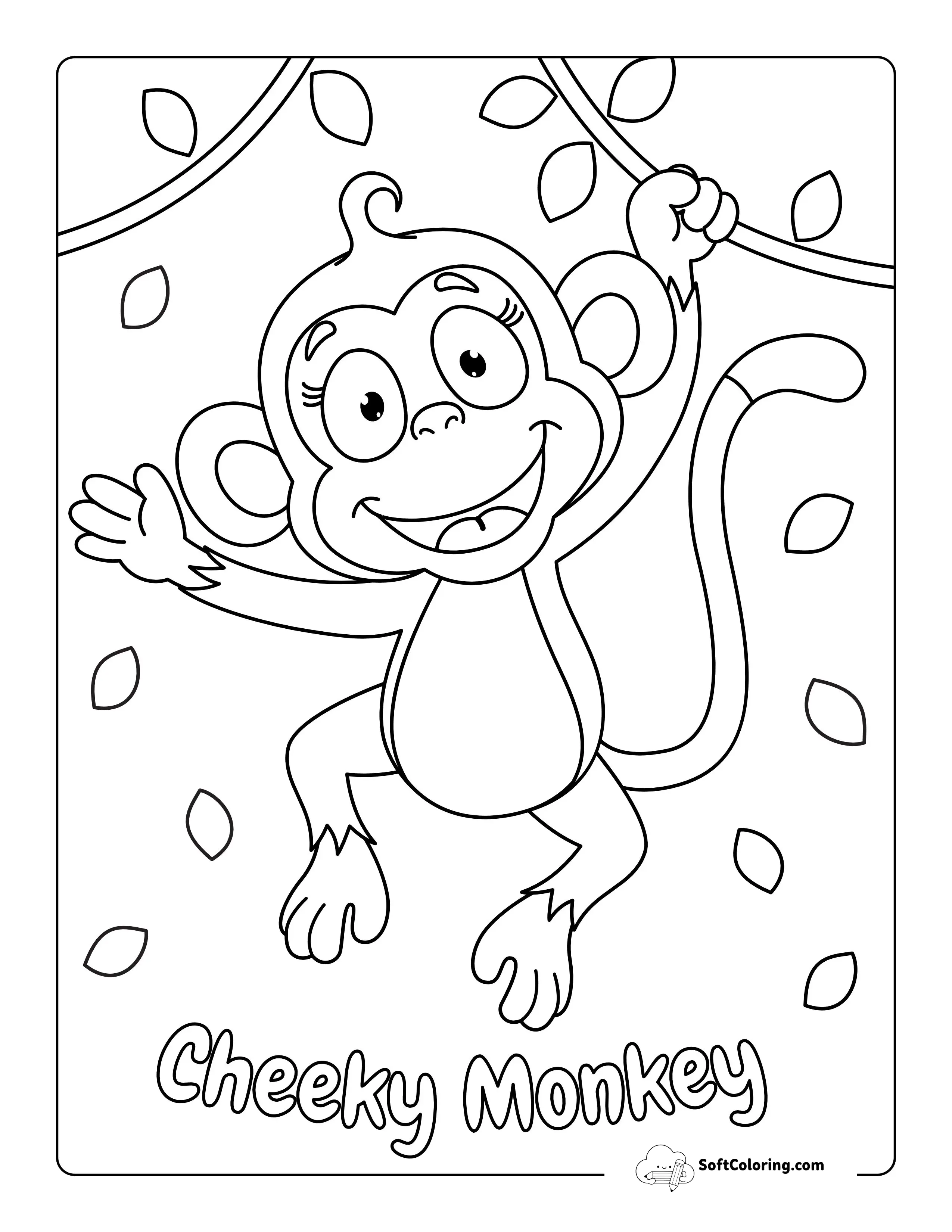 Cute Monkey Coloring Page For Kids