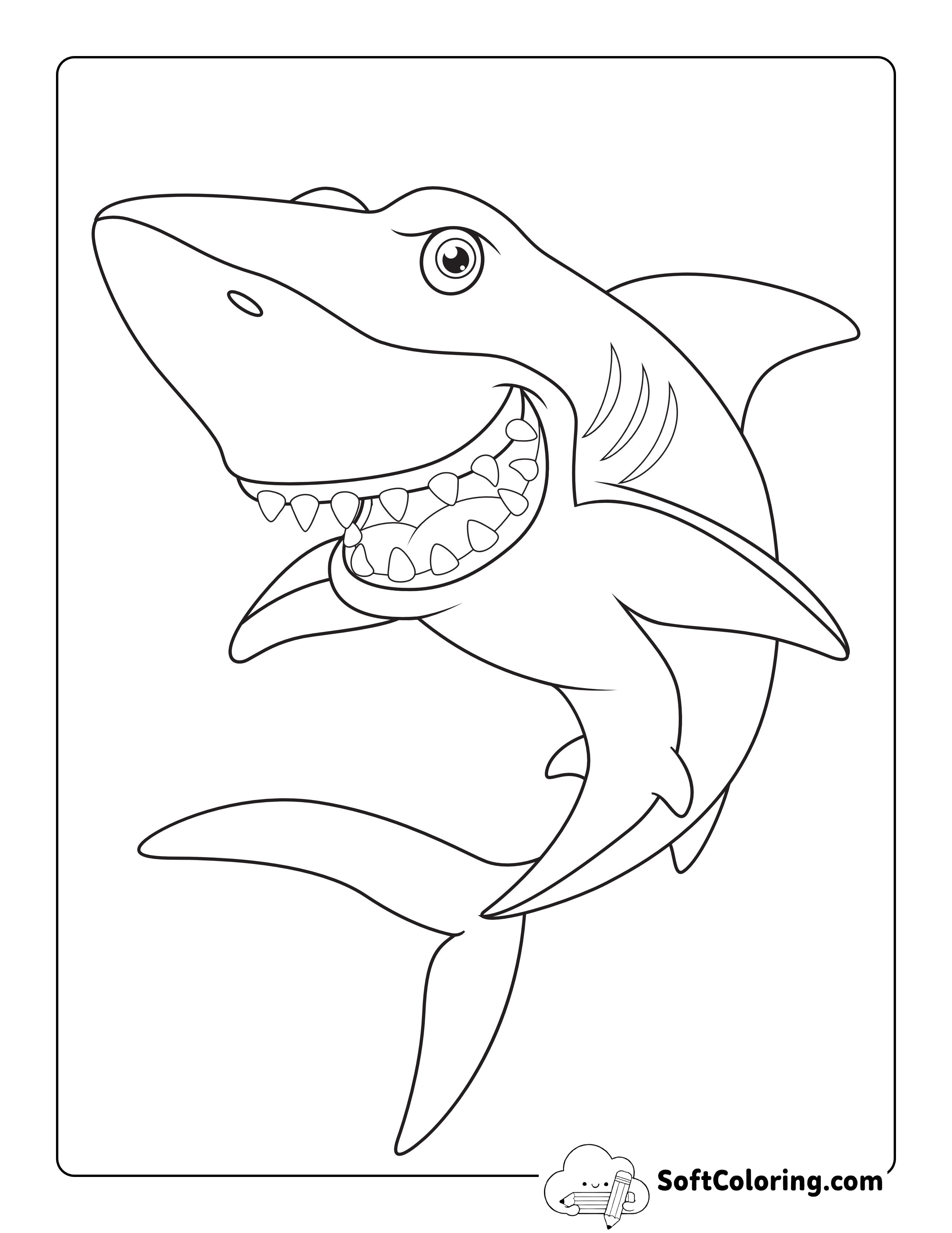 Fearsome Shark Coloring Page for Toddlers