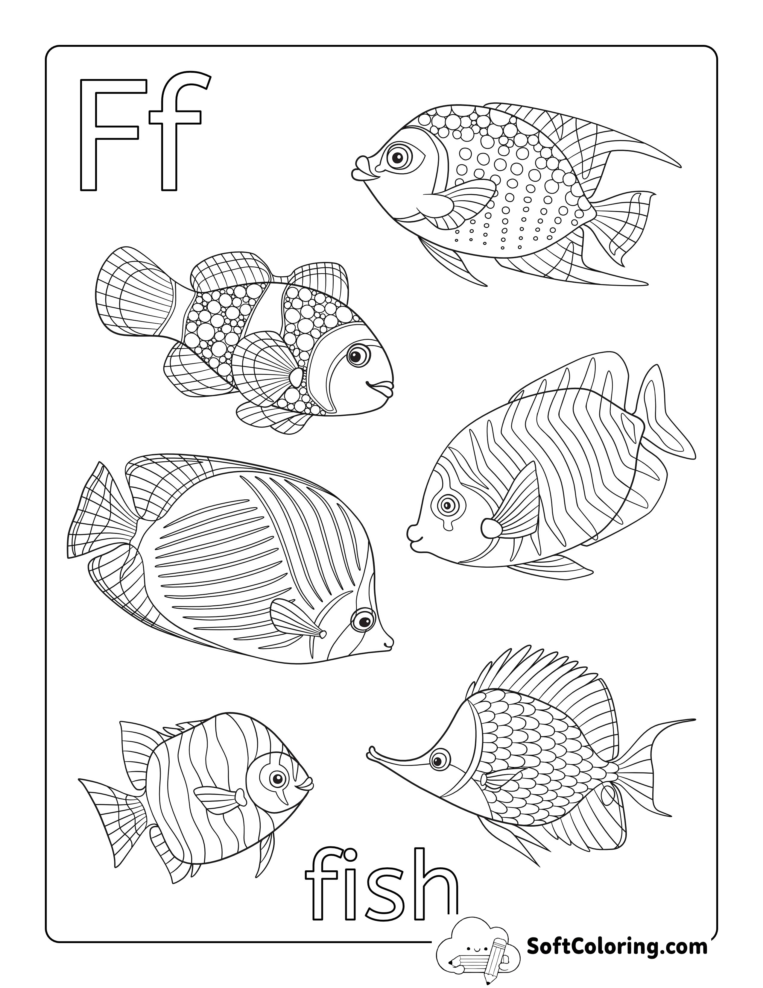 Tropical Fish Coloring Sheet
