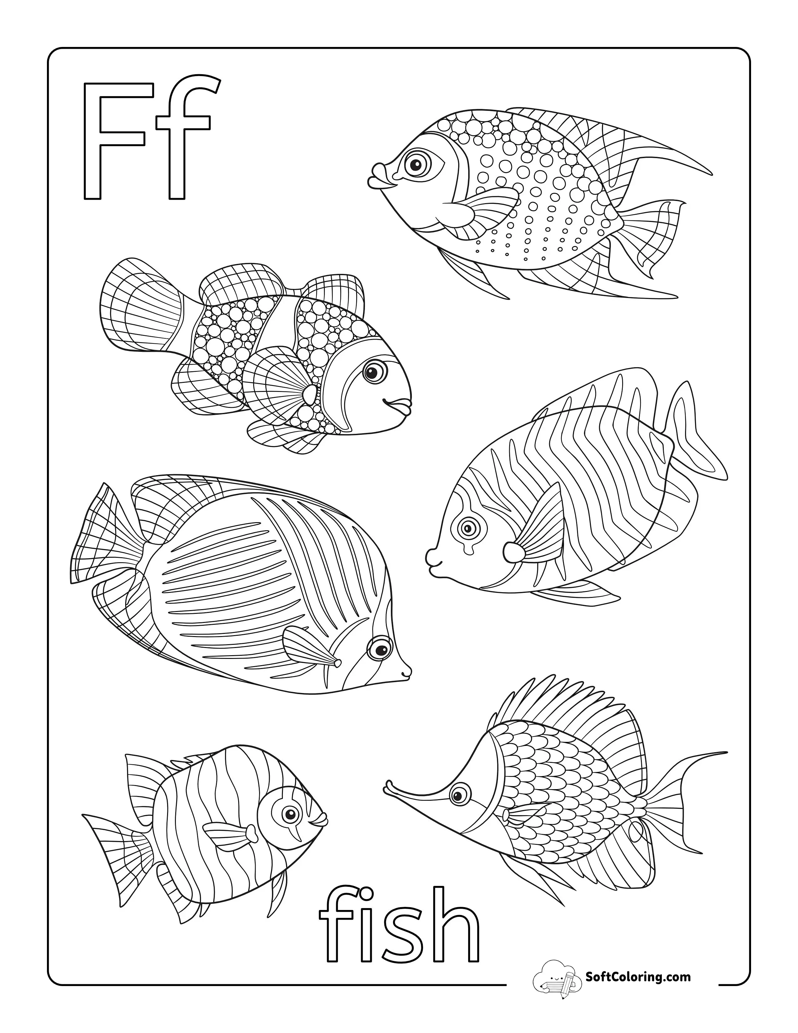"F Is For Fish" Alphabet Coloring Sheet