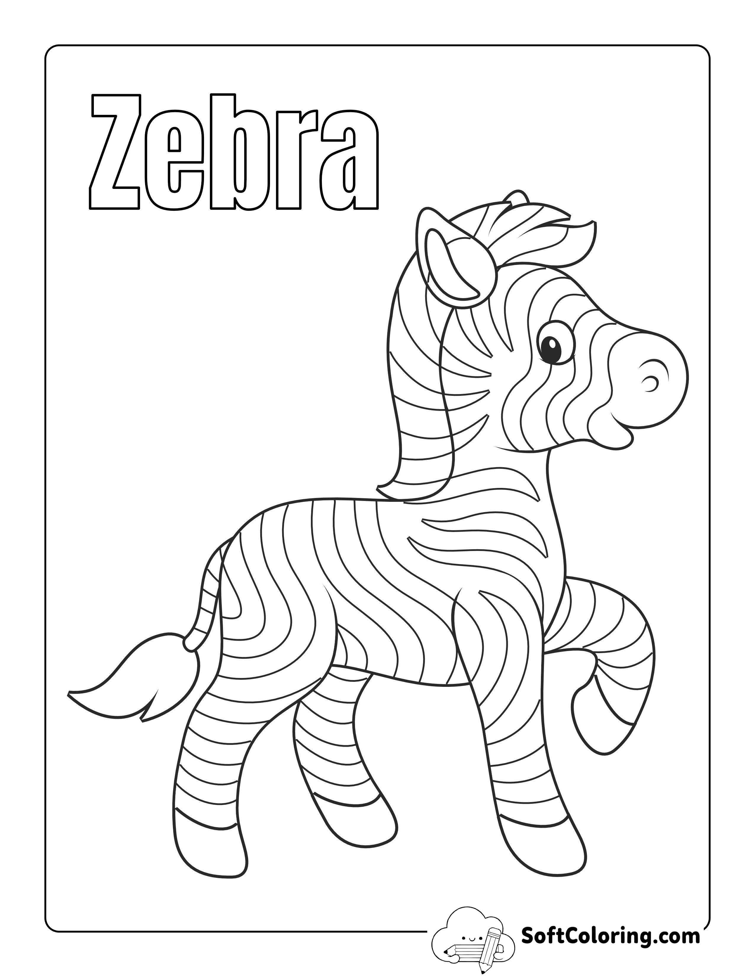 Zebra - Easy Animal Coloring Page for Kids