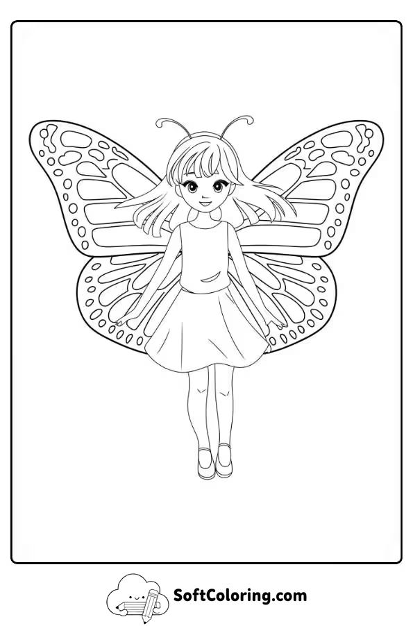 Anime Butterfly Girl Coloring Page