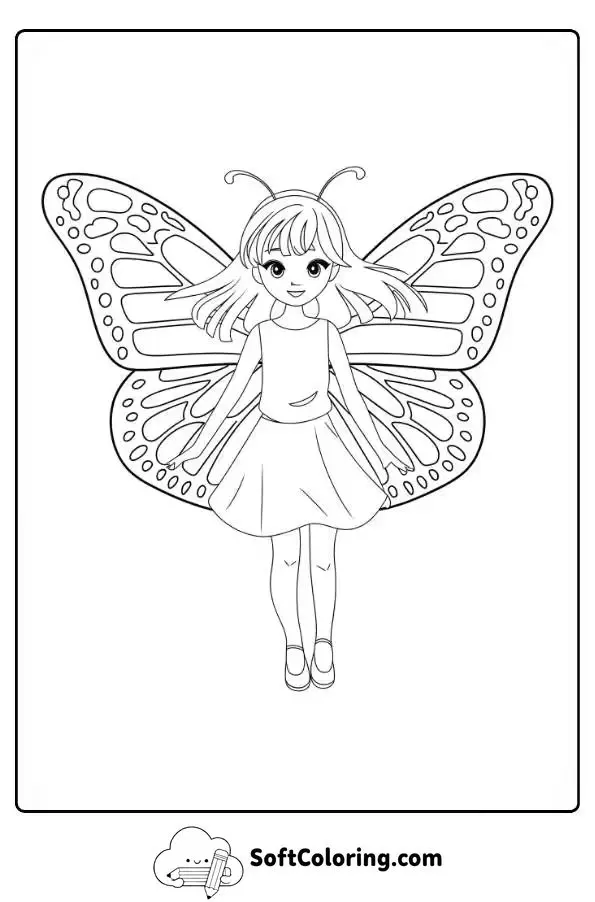Anime Butterfly Girl Coloring Page
