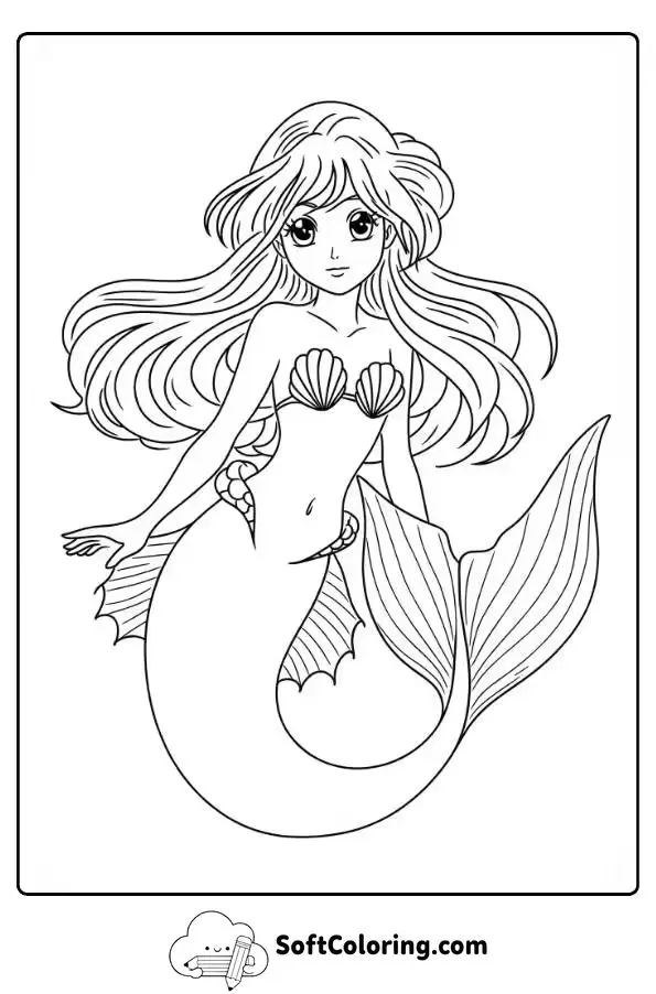 Anime Mermaid Coloring Page