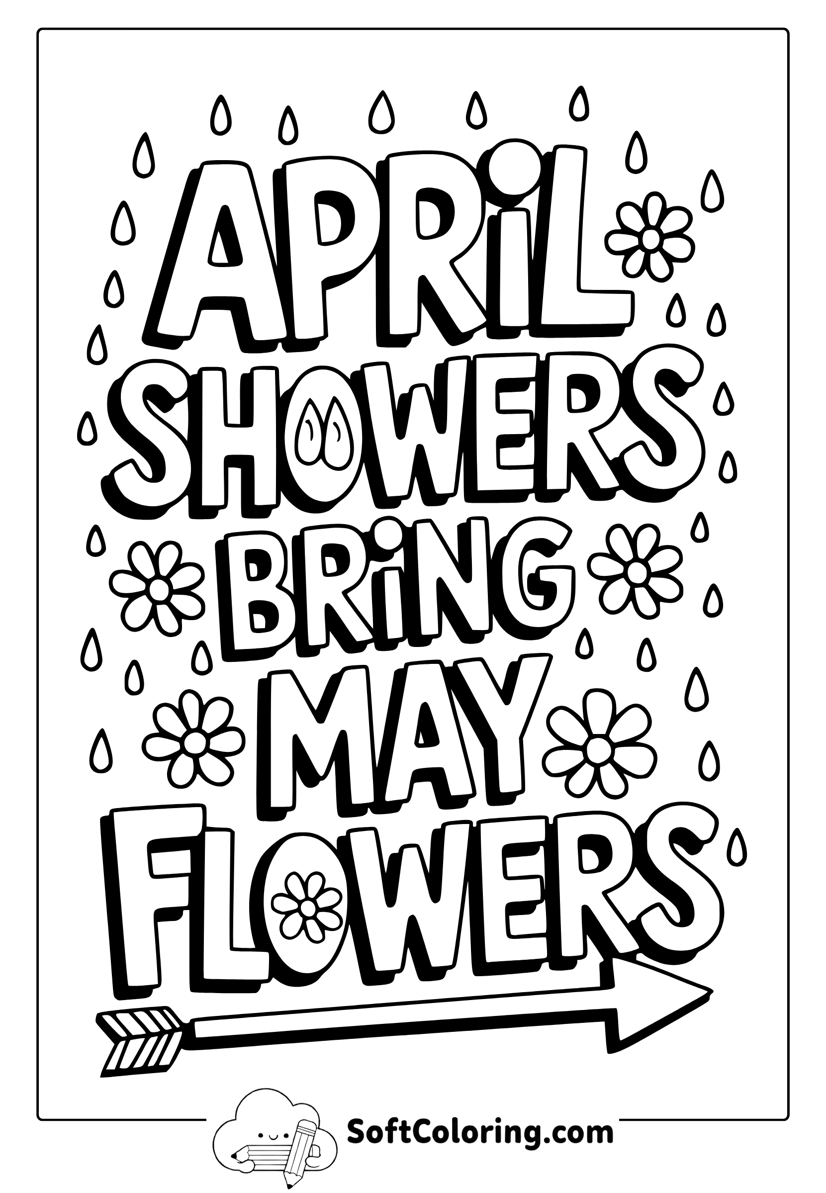 April Showers Bring May Flowers Coloring Page
