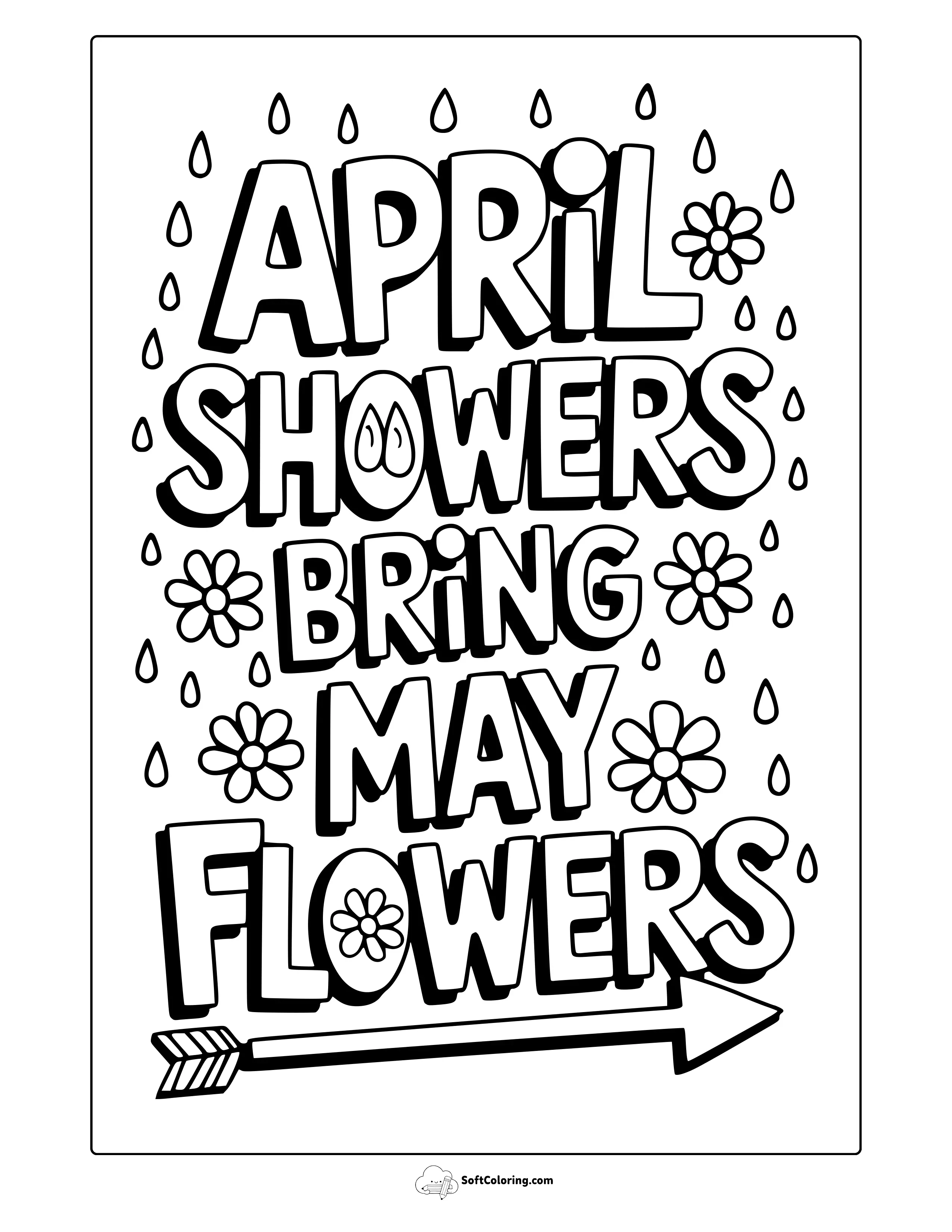 April Showers Bring May Flowers Coloring Page