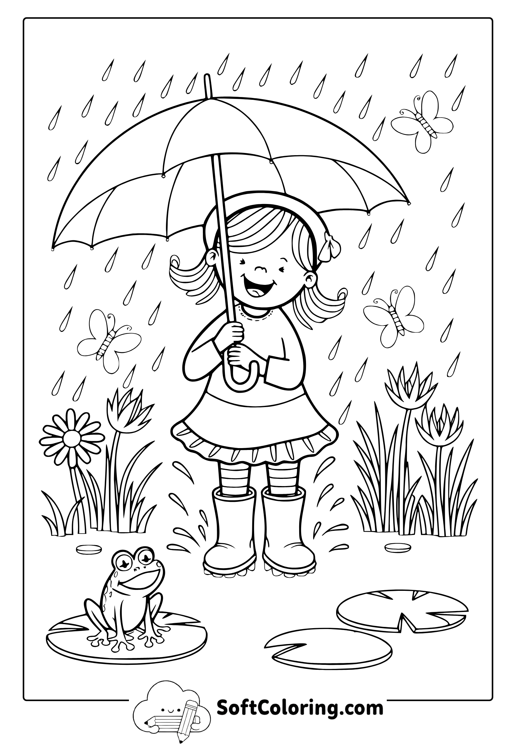 April Showers Bring May Flowers Coloring Page