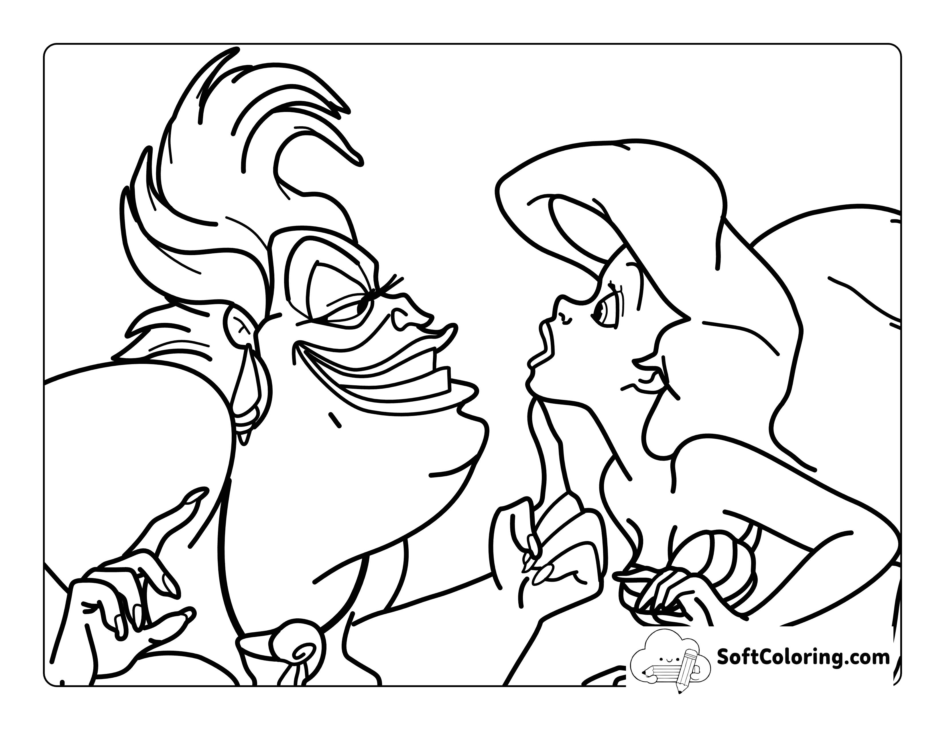 Ursula and Ariel-Inspired Coloring Sheet Printable