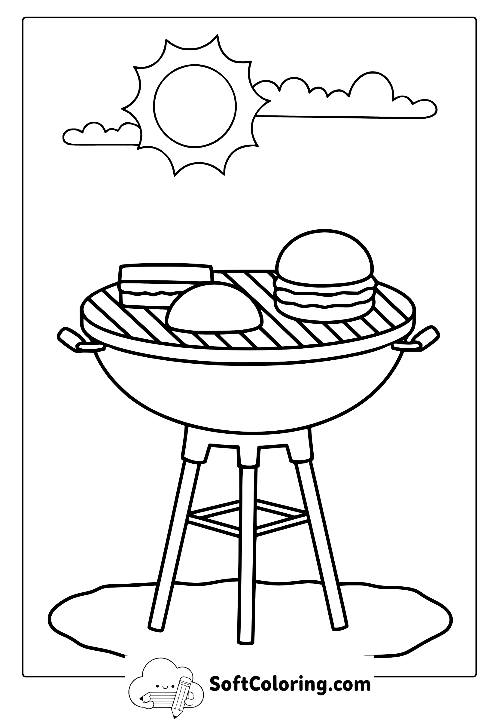 august barbeque grill coloring page
