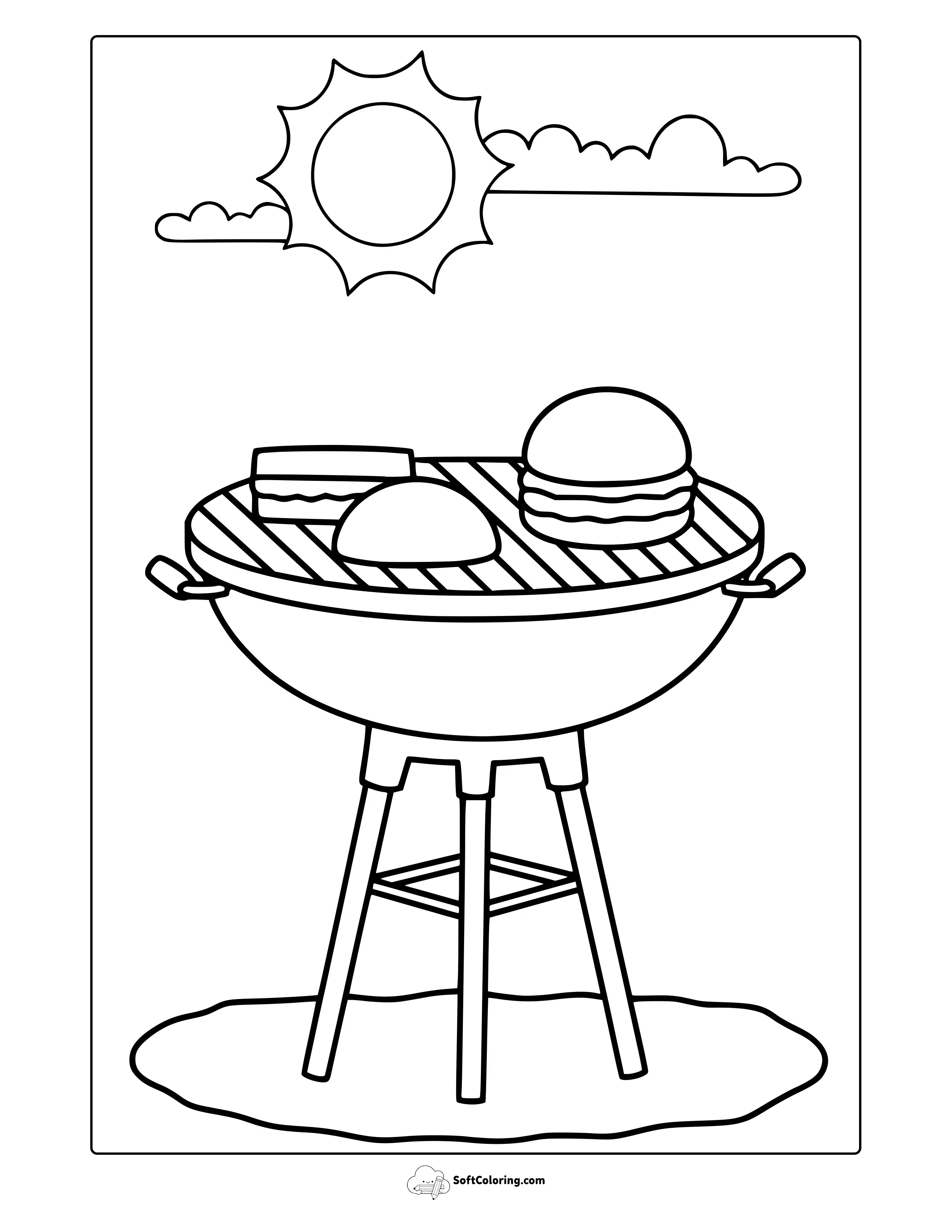 August Barbeque Grill Coloring Page