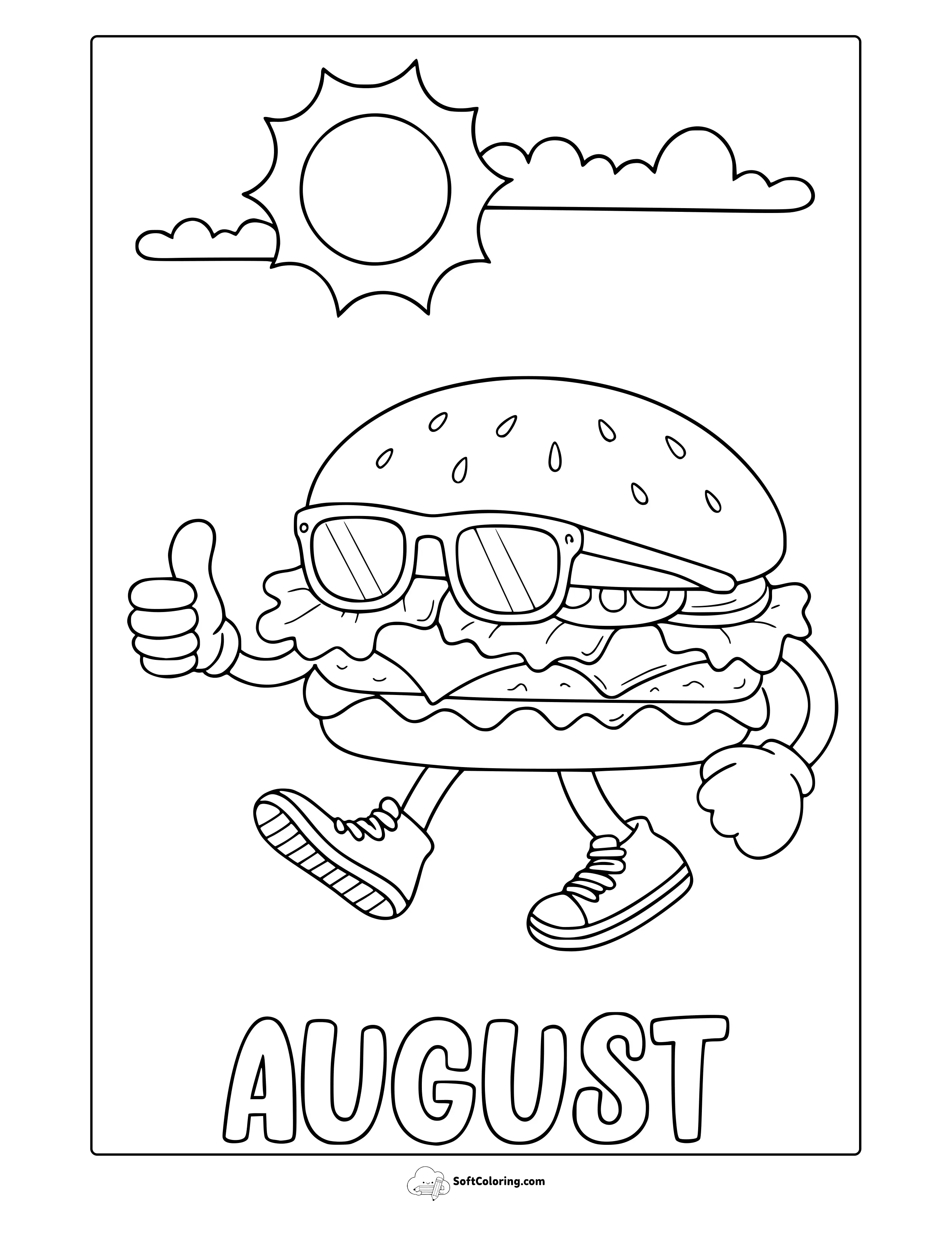 August Burger Coloring Page