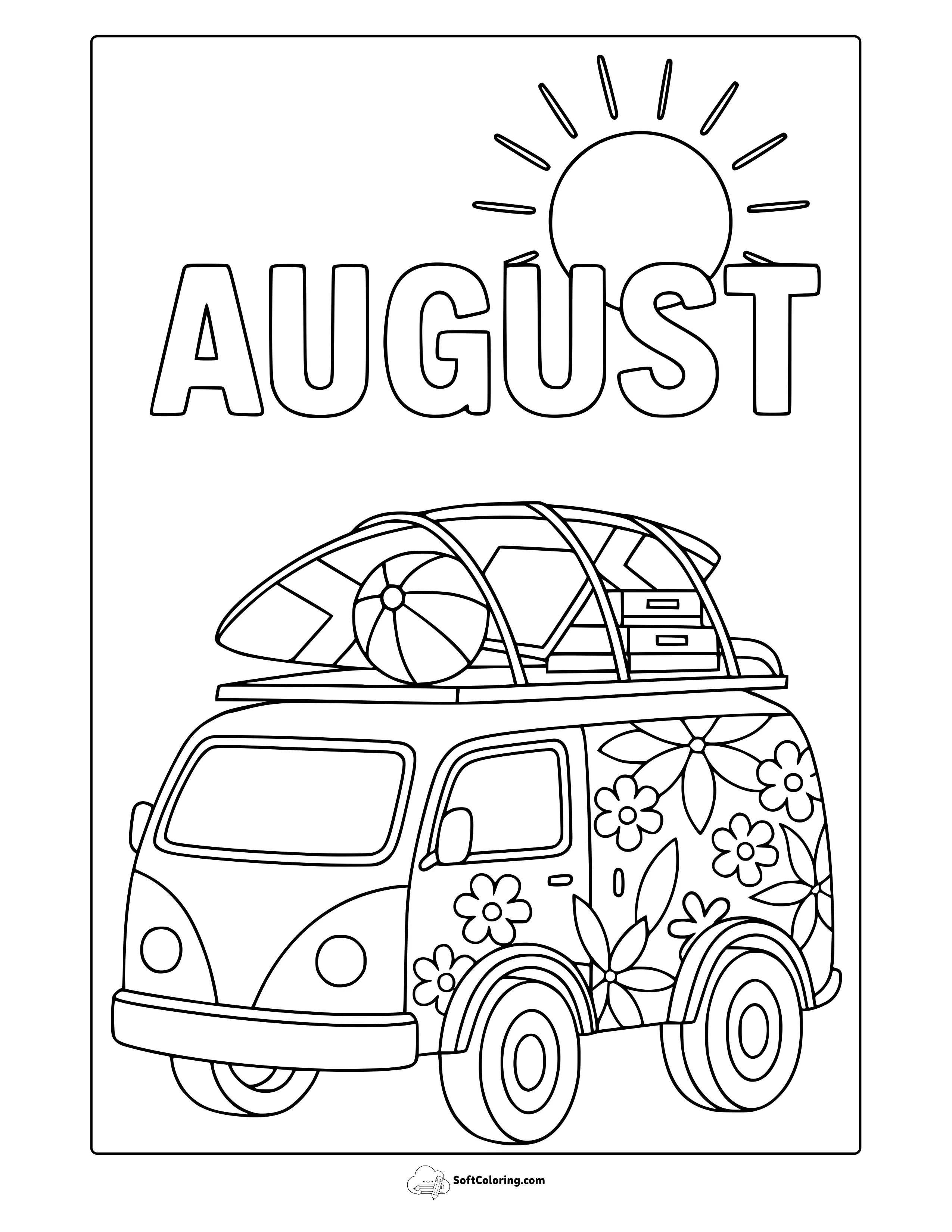 August Bus Coloring Page