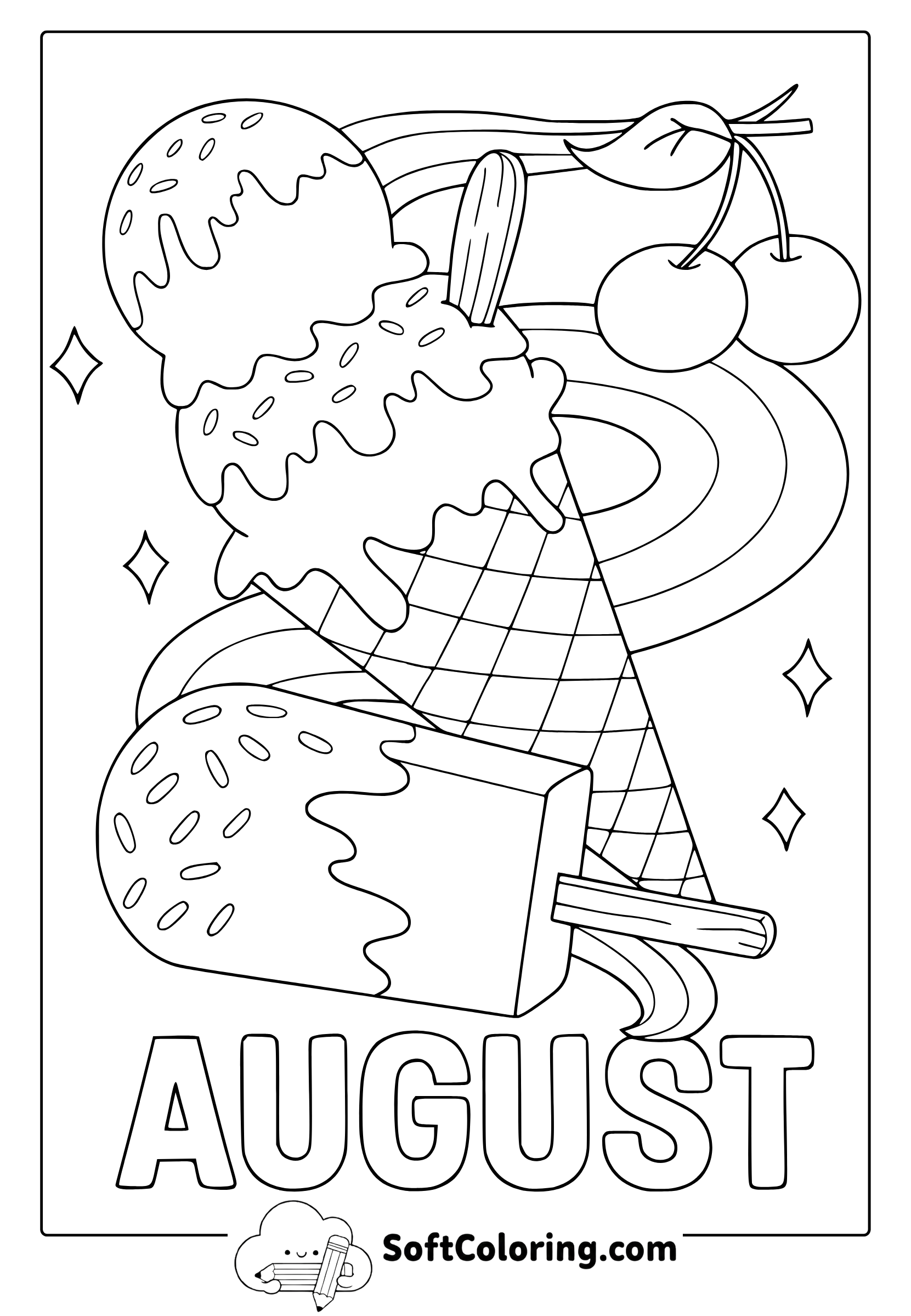 august ice creams coloring page