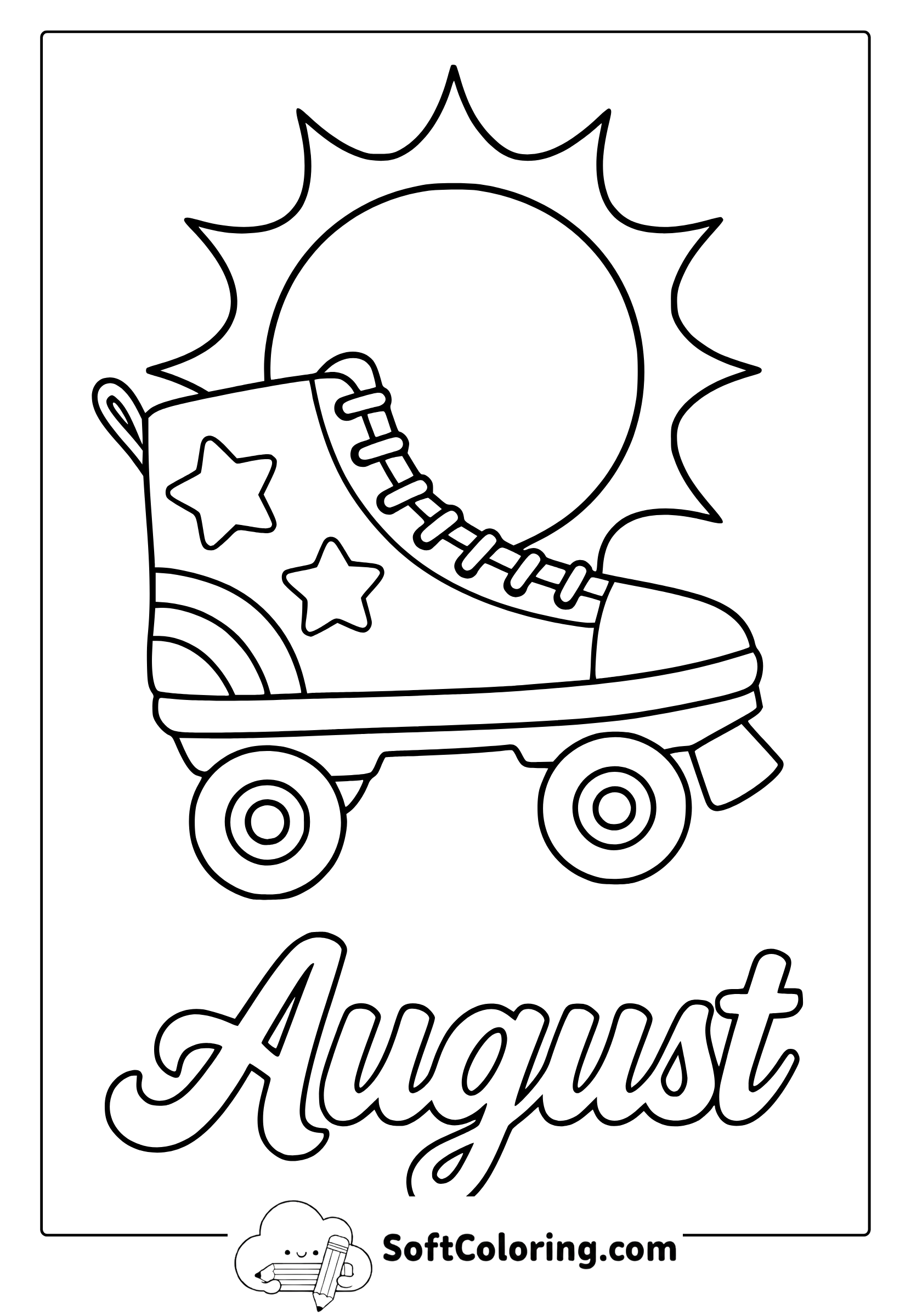 august roller skate coloring page
