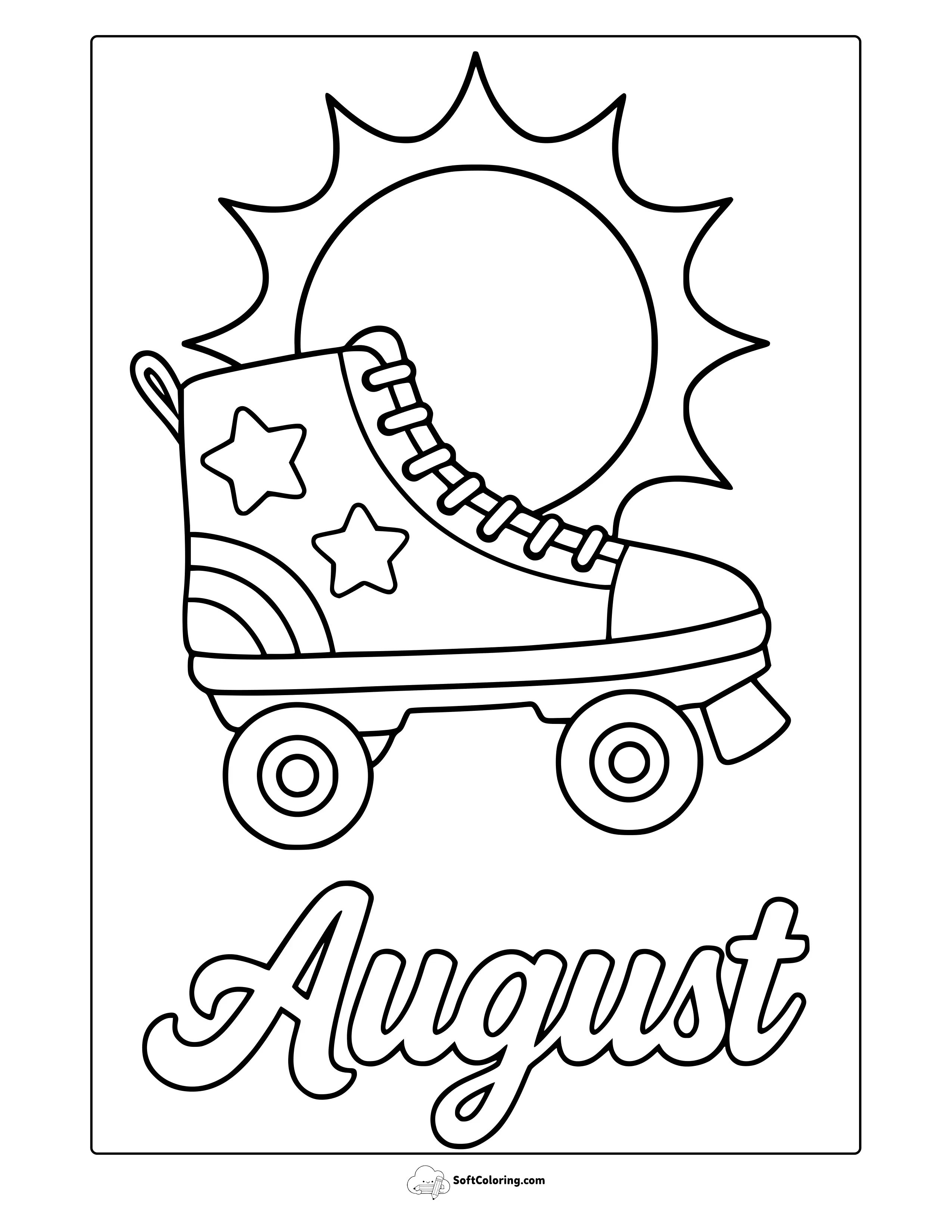 August Roller Skate Coloring Page