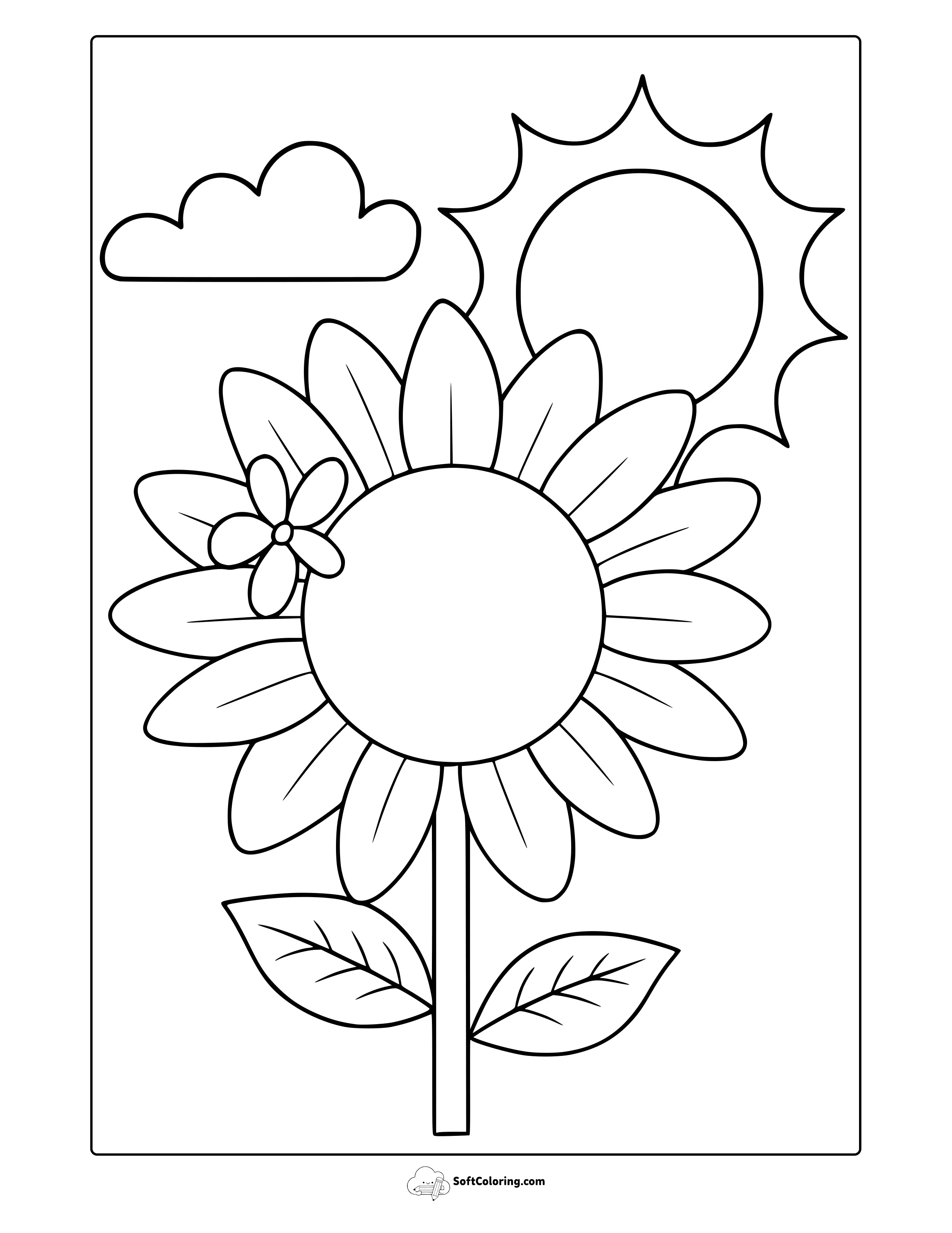 August Sunflower Coloring Page