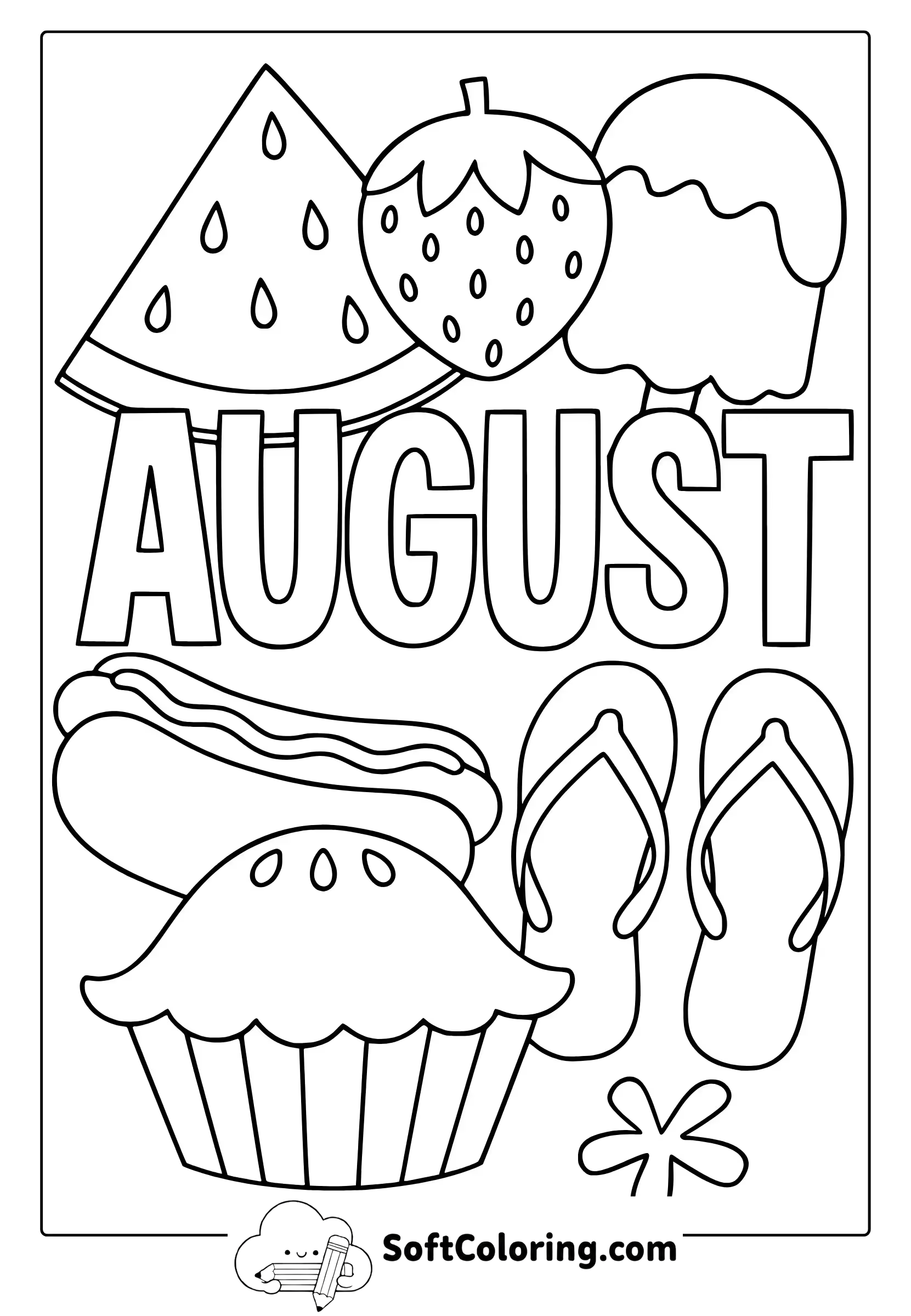 august themed coloring page