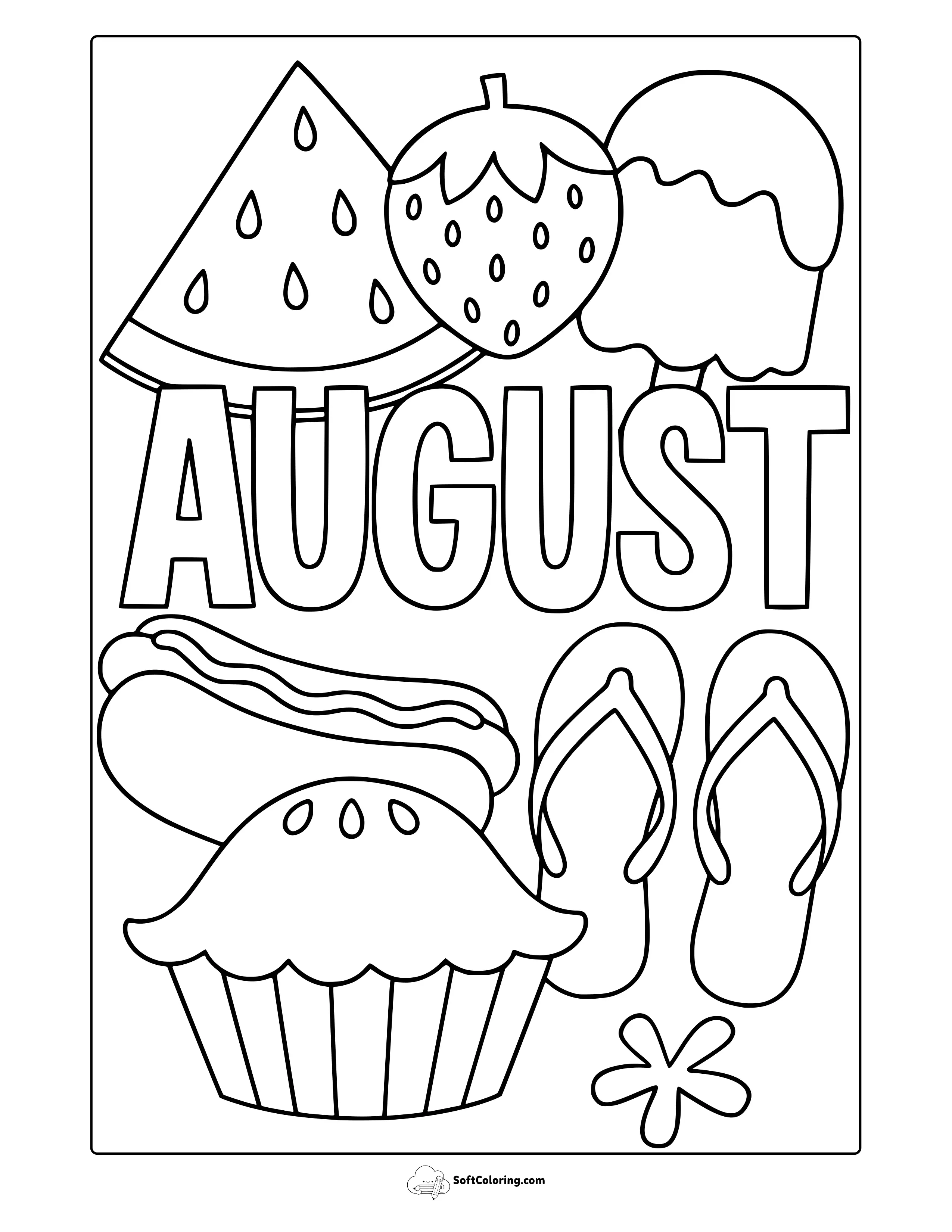 August Themed Coloring Page