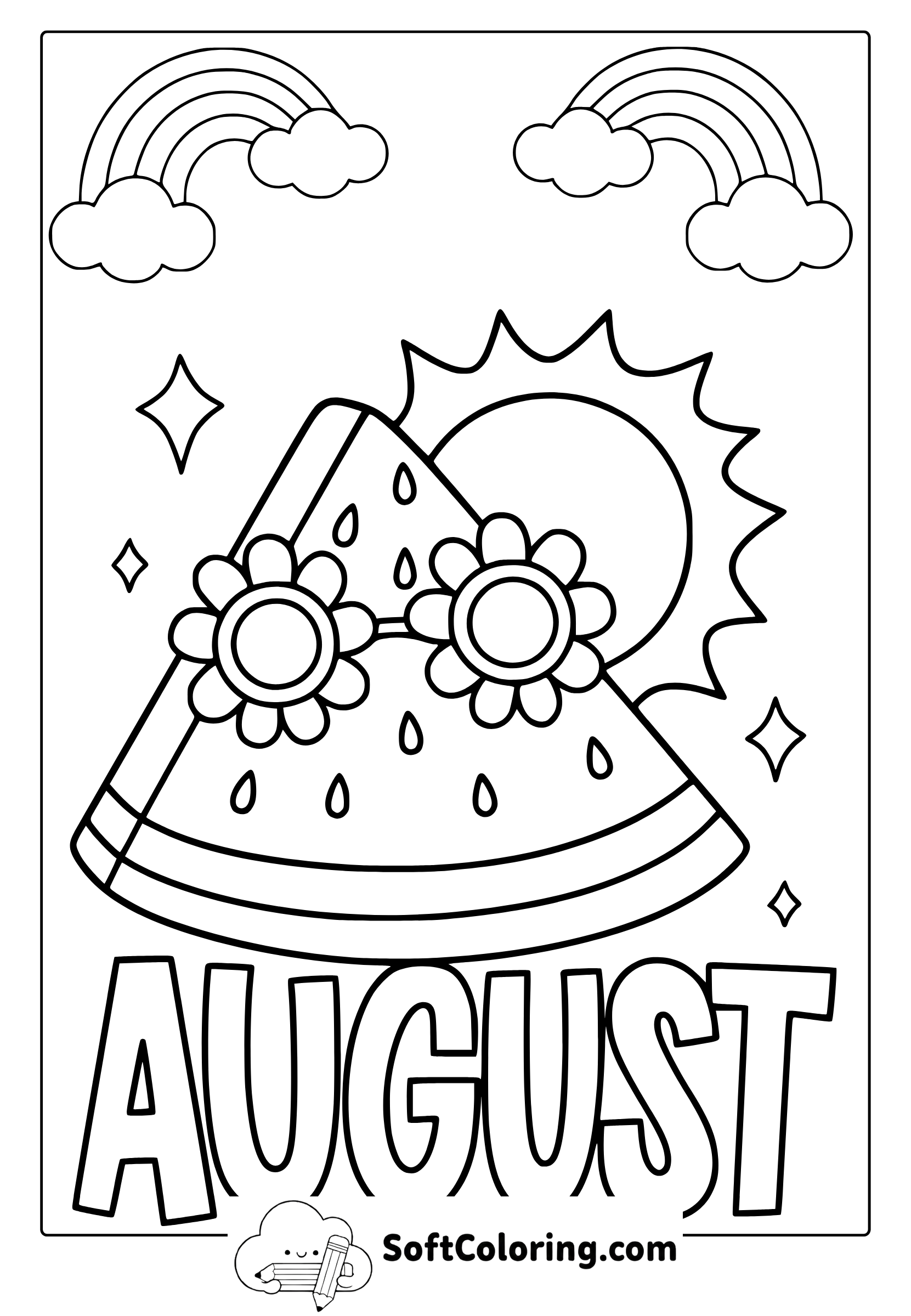 august watermelon coloring page