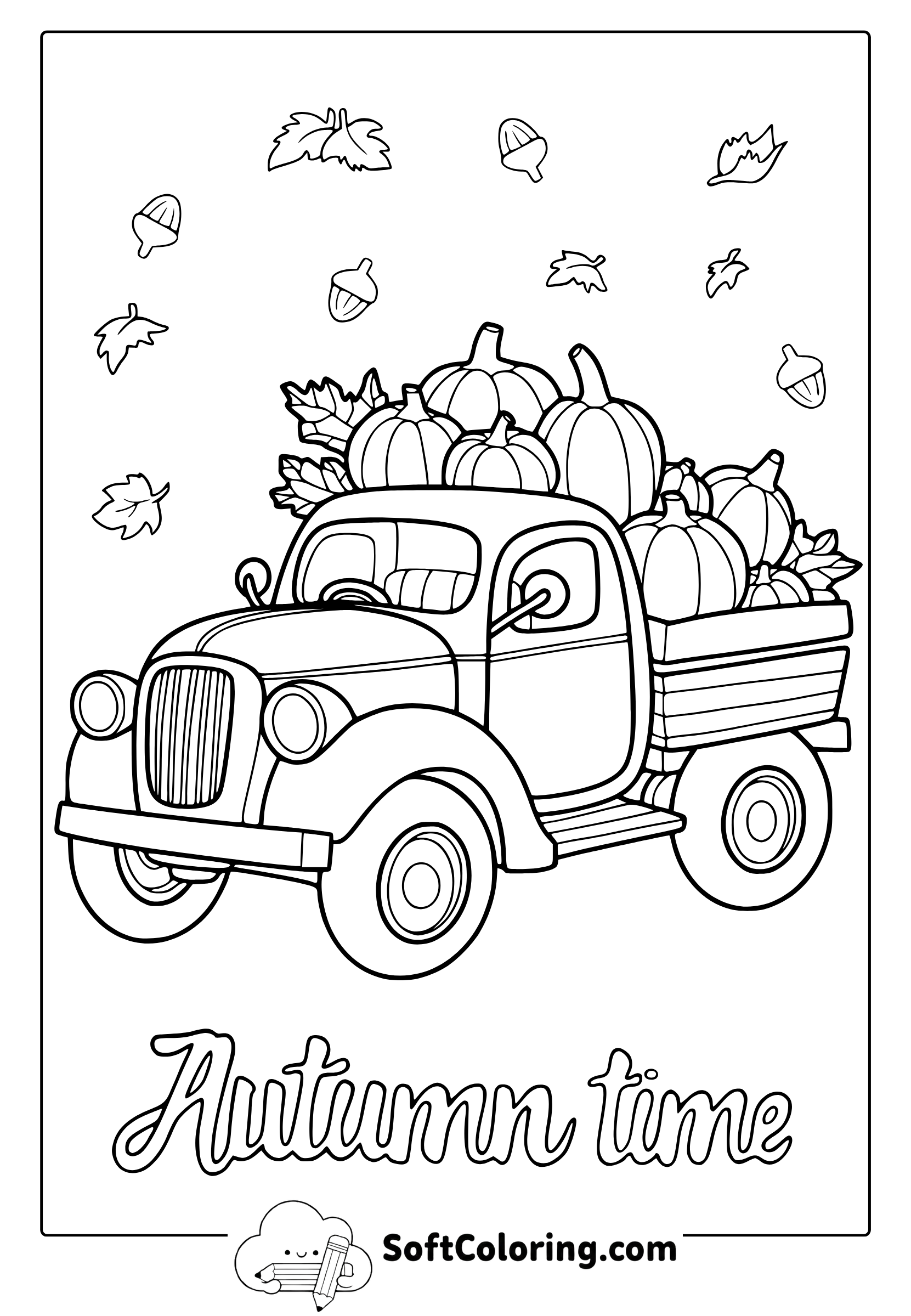 autumn farmers truck coloring page