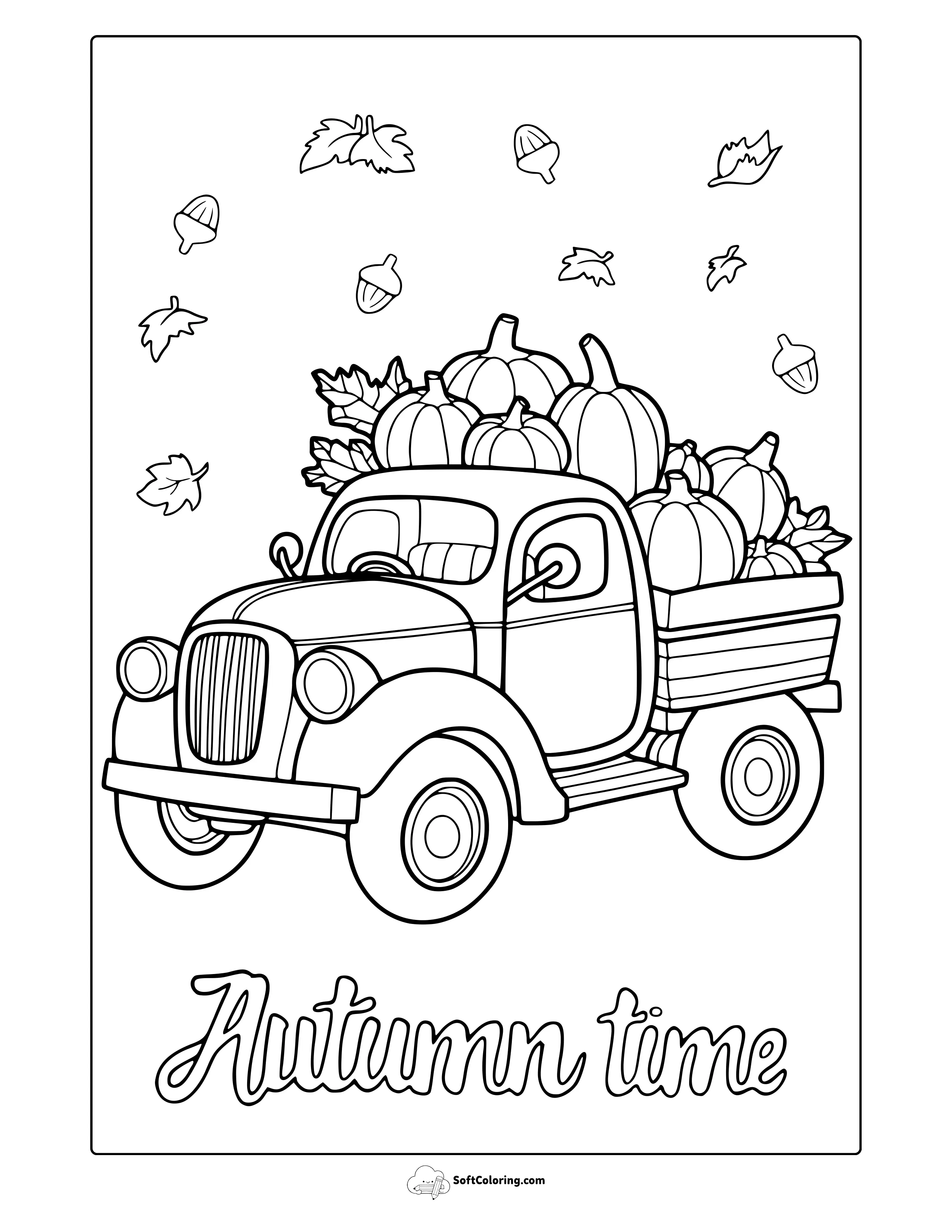 Autumn Farmers Truck Coloring Page