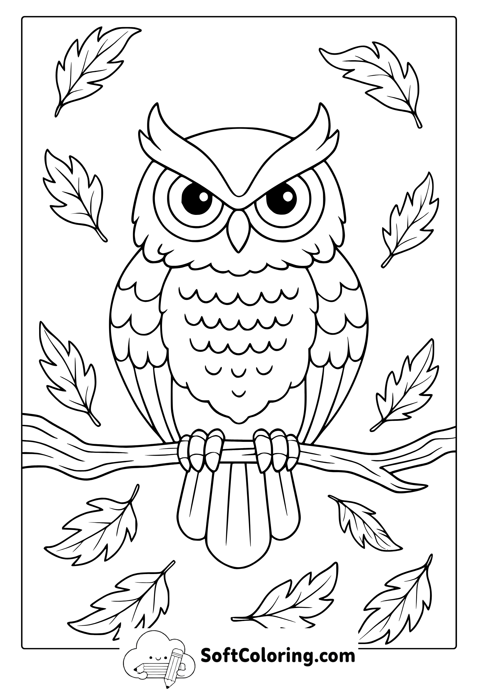 autumn owl coloring page