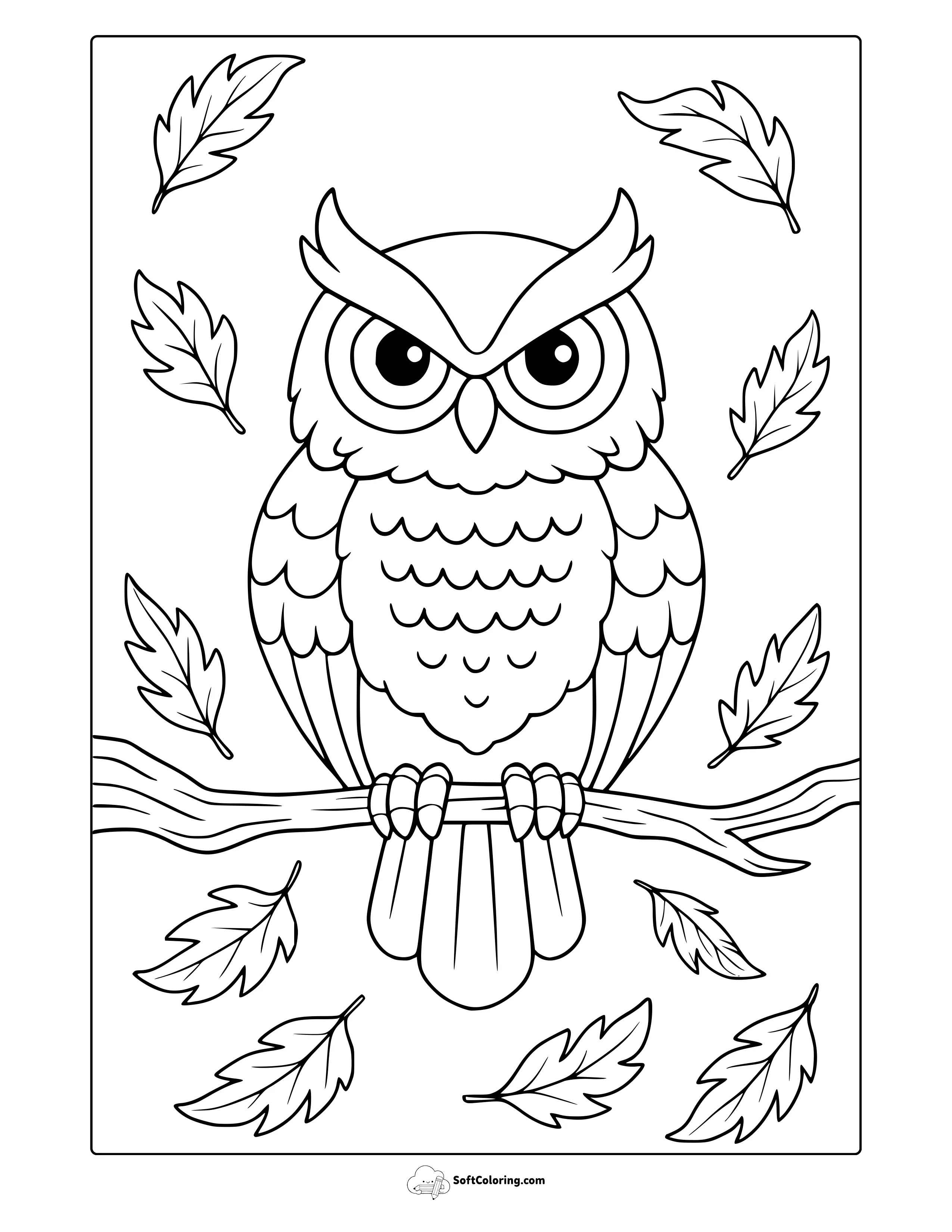 Autumn Owl Coloring Page