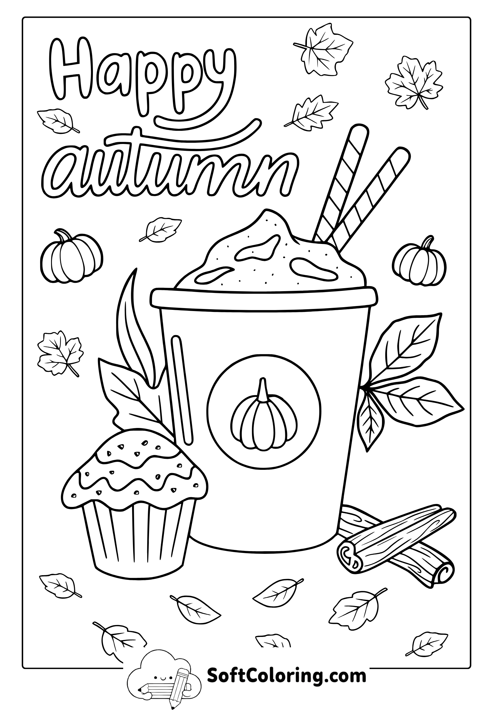 autumn pumpkin spice coloring page