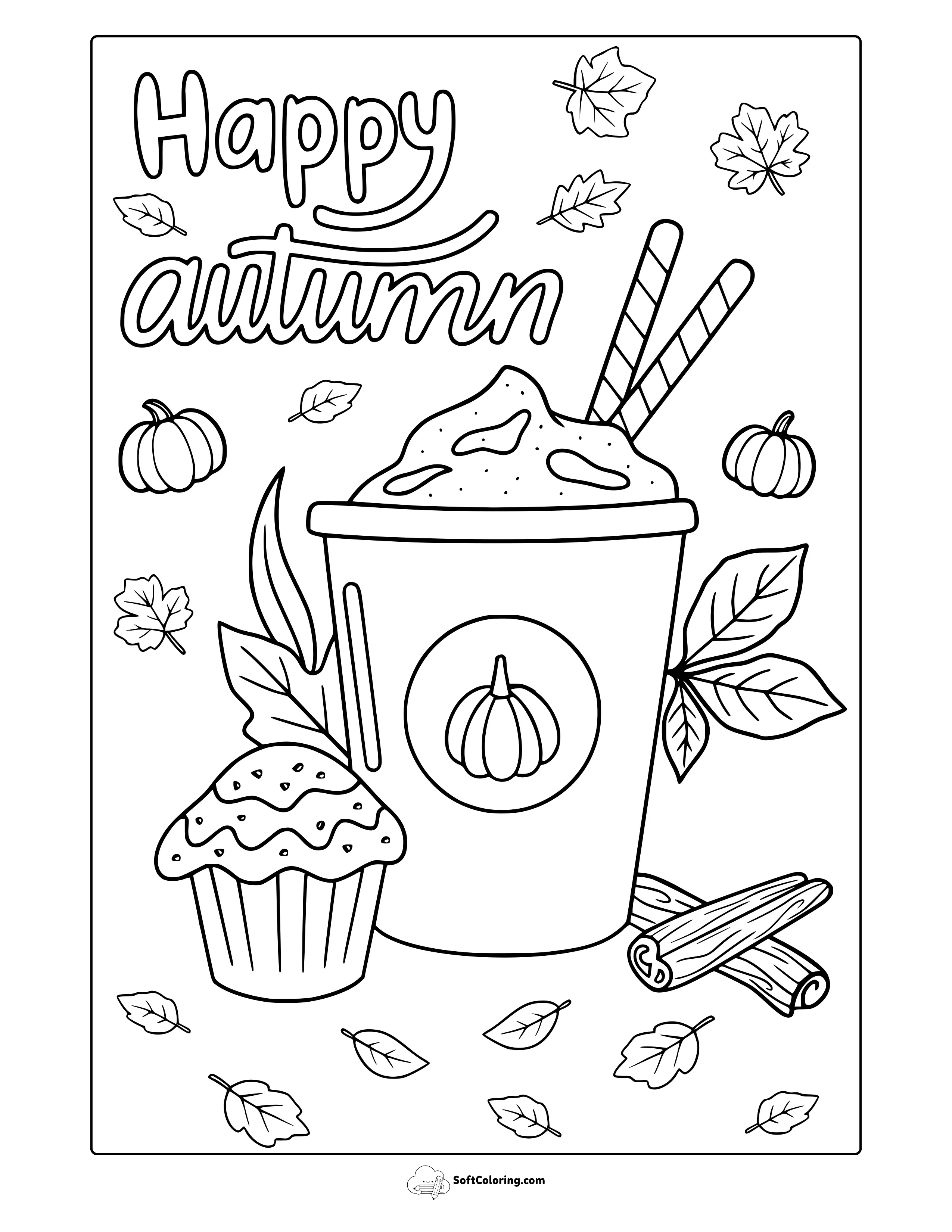 Autumn Pumpkin Spice Coloring Page