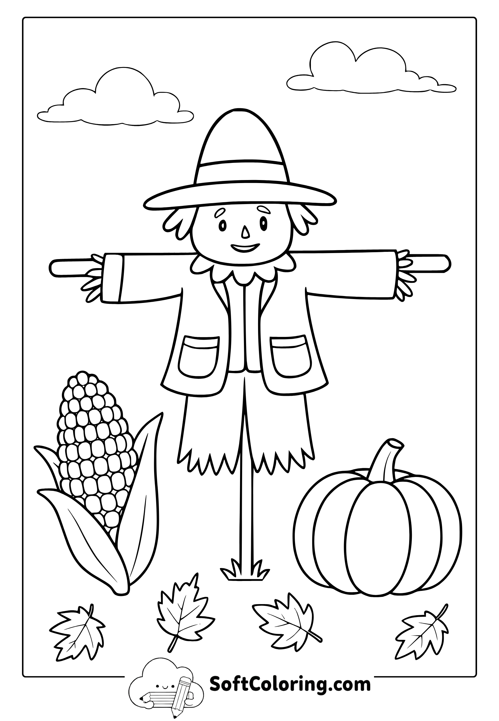 autumn scarecrow coloring page