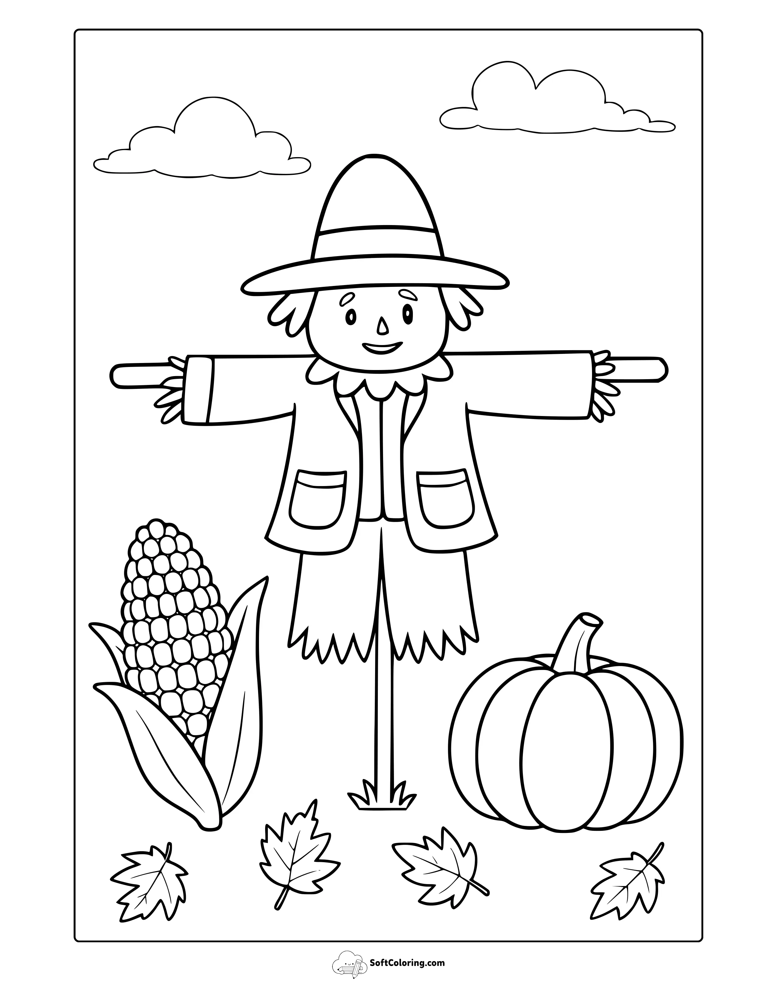 Autumn Scarecrow Coloring Page