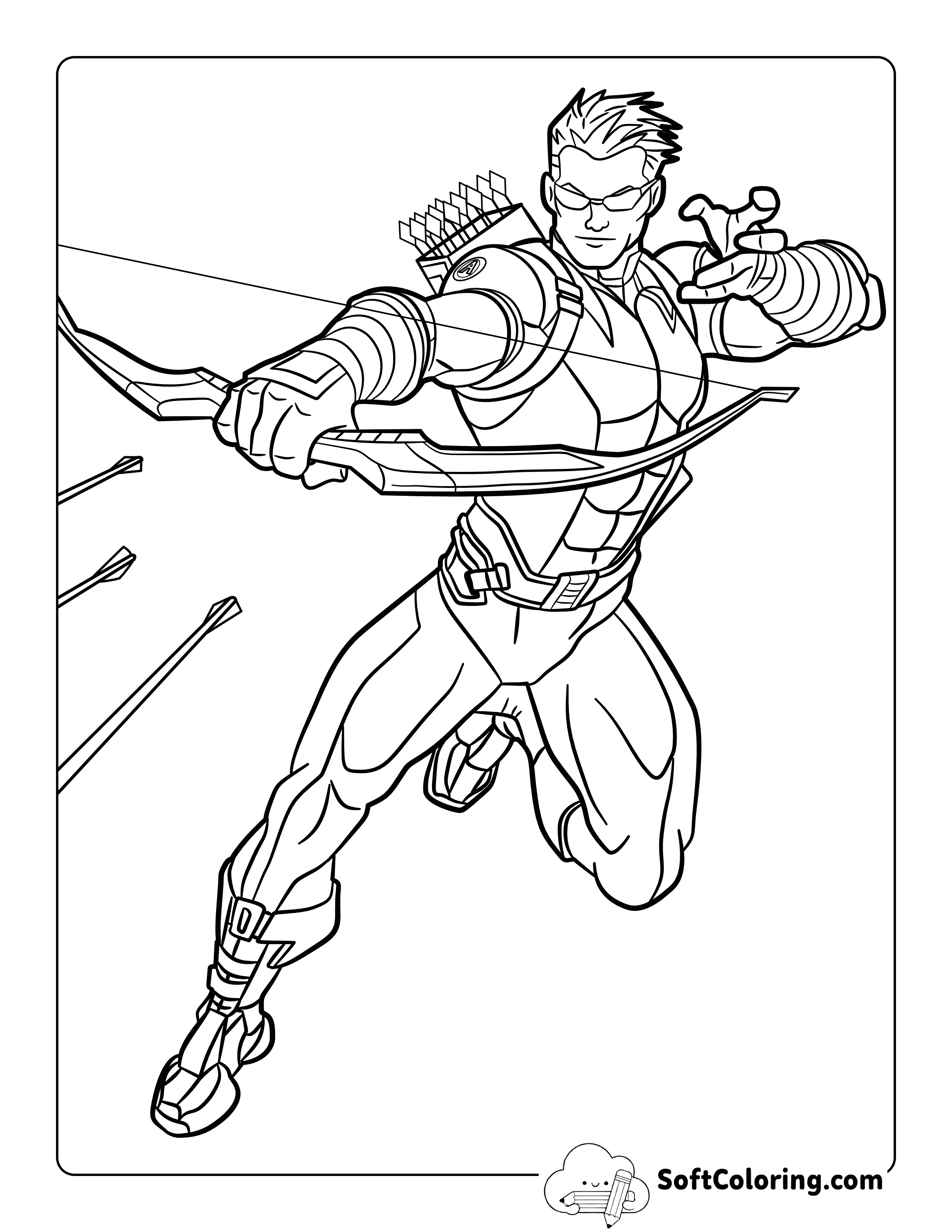Cool Hawkeye-Inspired Comic Avengers Coloring Page