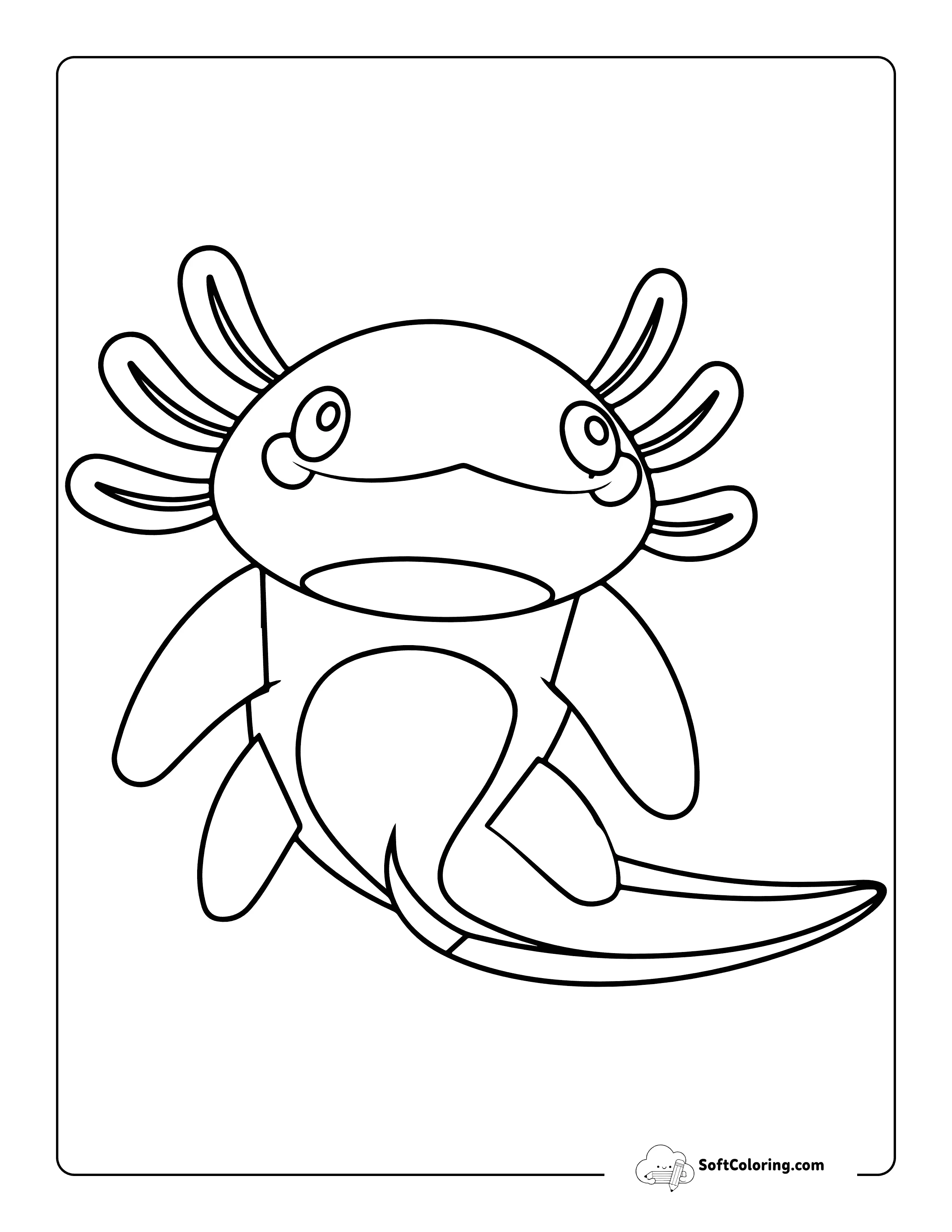 Simple Axolotl Outline Printable To Color