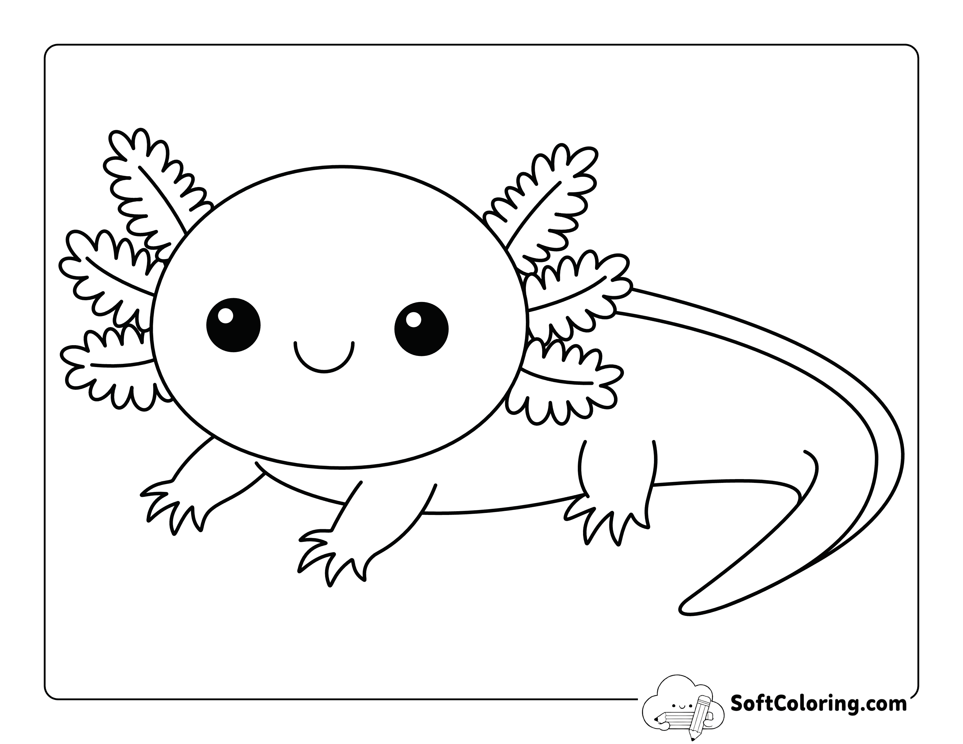 Easy and Adorable Baby Axolotl Outline